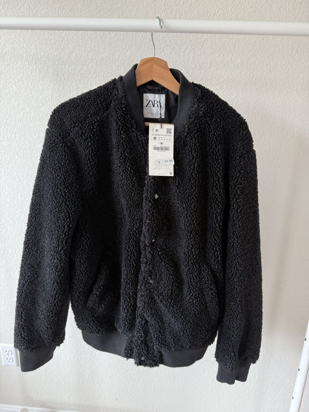 Zara Fleece Button-Up Bomber Jacket Size US M / EU 48-50 / 2 - 1 Thumbnail