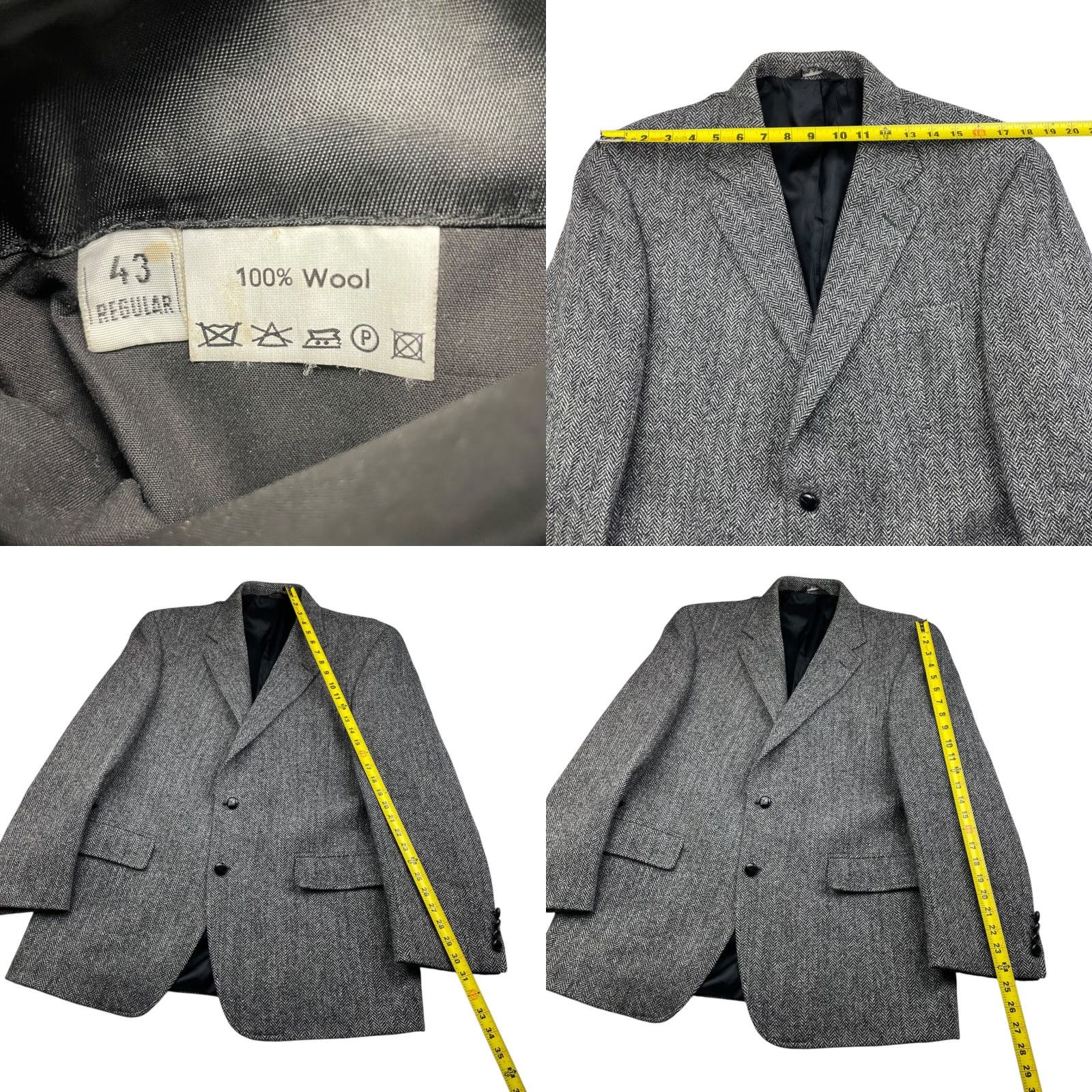Jos. A. Bank Jos A Bank x Harris Tweed Blazer Men's Wool Black/White Herringbone 43R 2-Button Notch Lapel Regular Fit Vintage No Size 46R - 8 Thumbnail