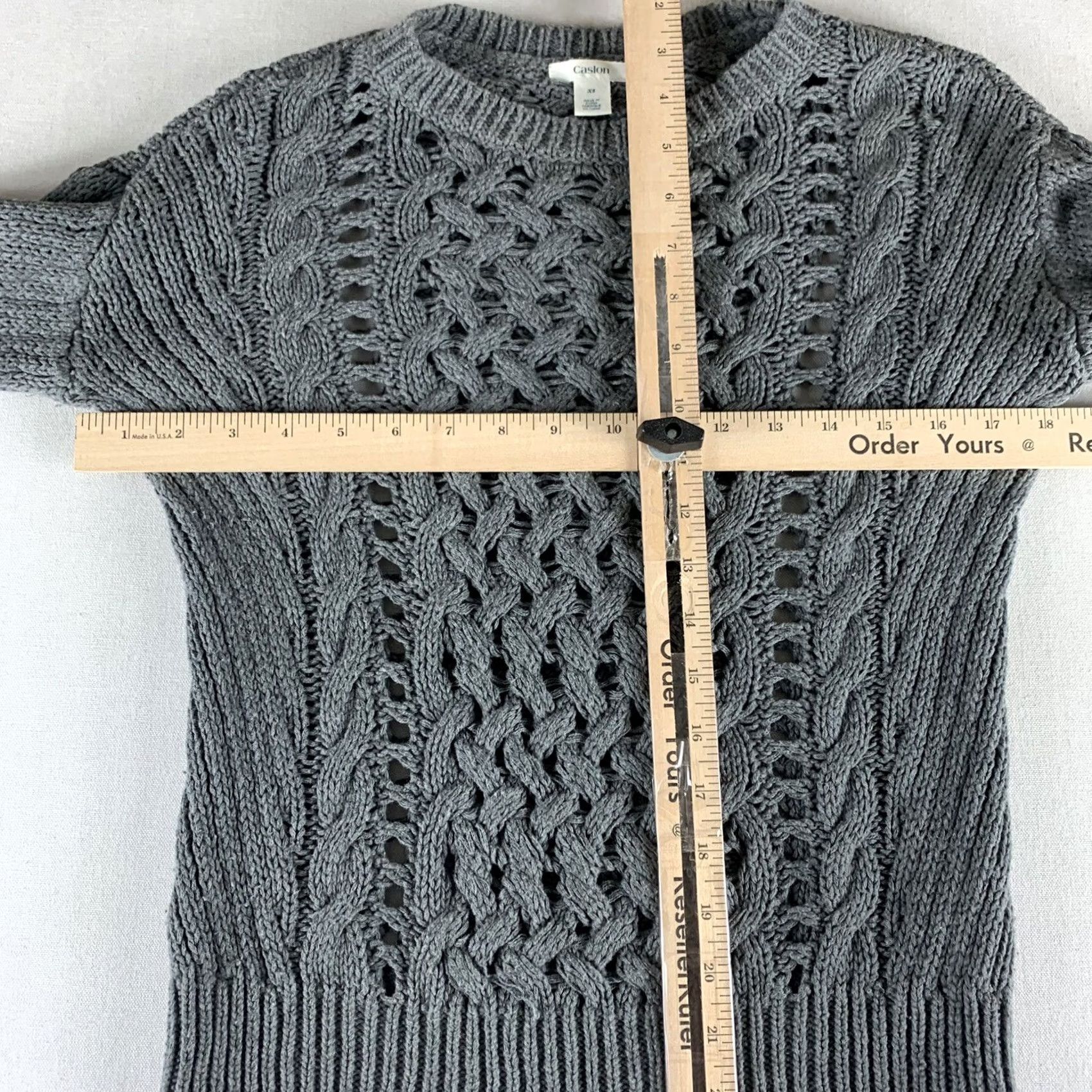 Vintage CASLON Sweater Womens XS Gray Thick Knit Long Sleeve Crewneck Size XS / US 0-2 / IT 36-38 - 3 Thumbnail