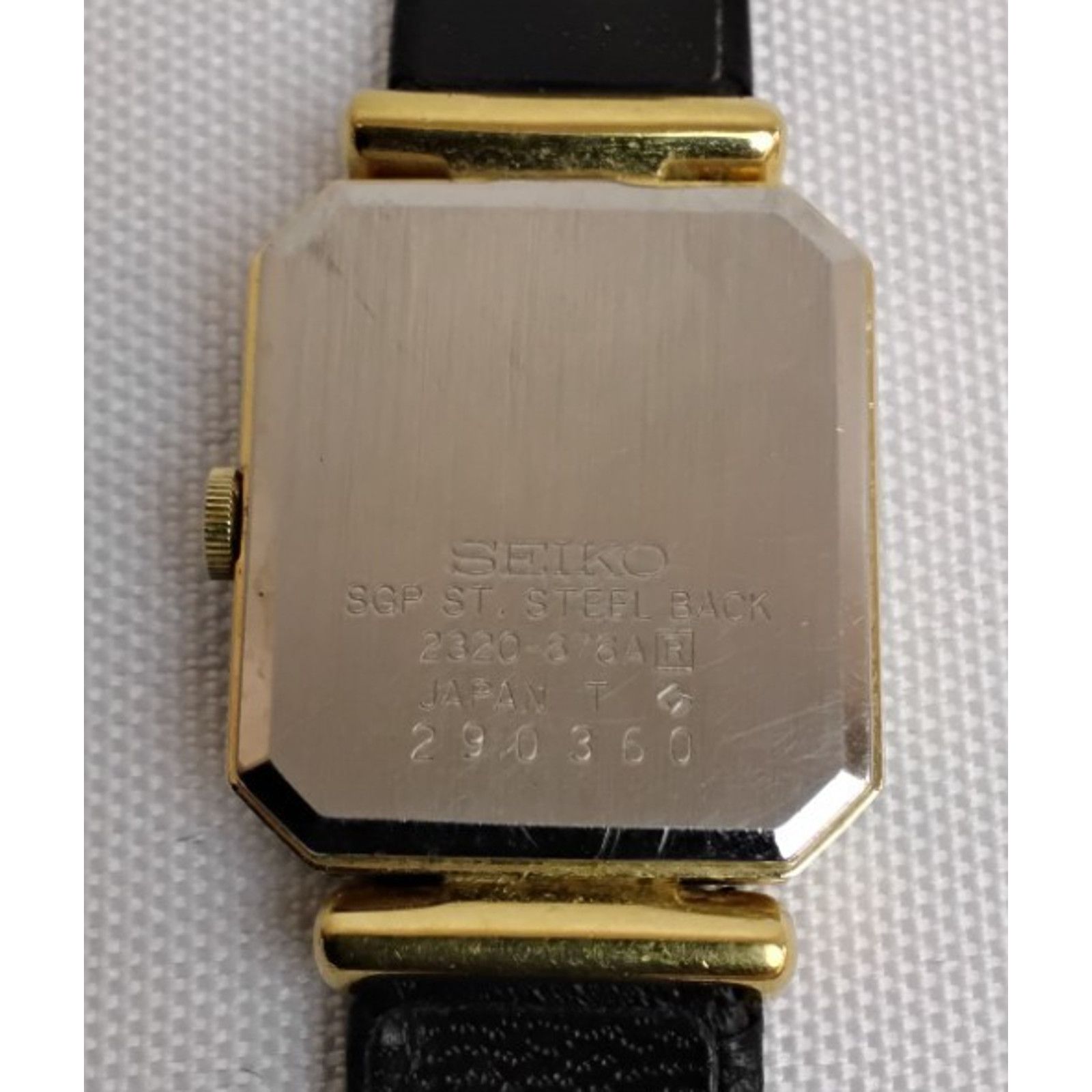 Seiko Seiko Quartz Ladies Watch 2320-676A Gold Dial Black Band VTG Size ONE SIZE - 3 Thumbnail