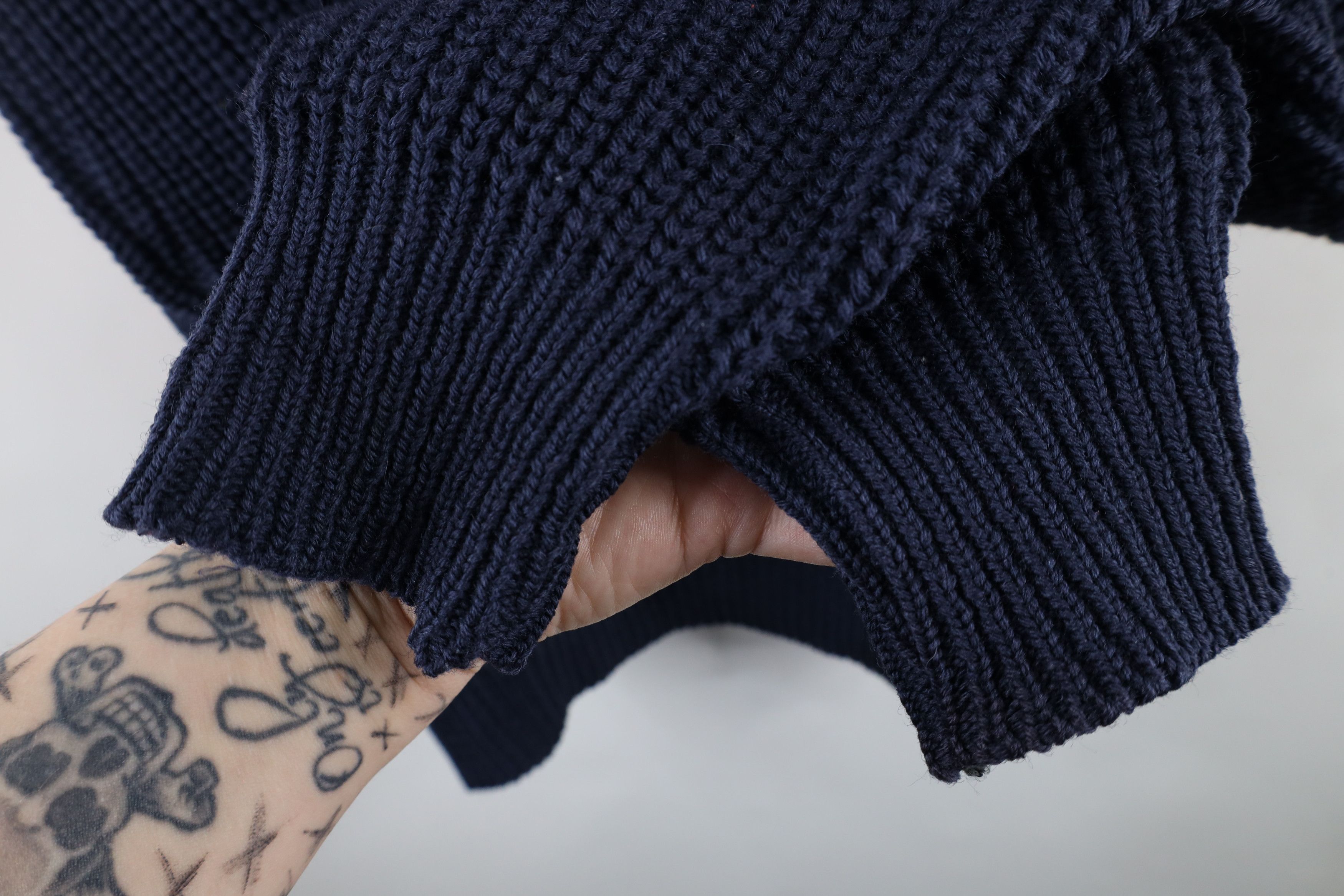 Vintage Vintage 90s Streetwear Ribbed Knit Crewneck Sweater Blue USA Size US L / EU 52-54 / 3 - 7 Thumbnail