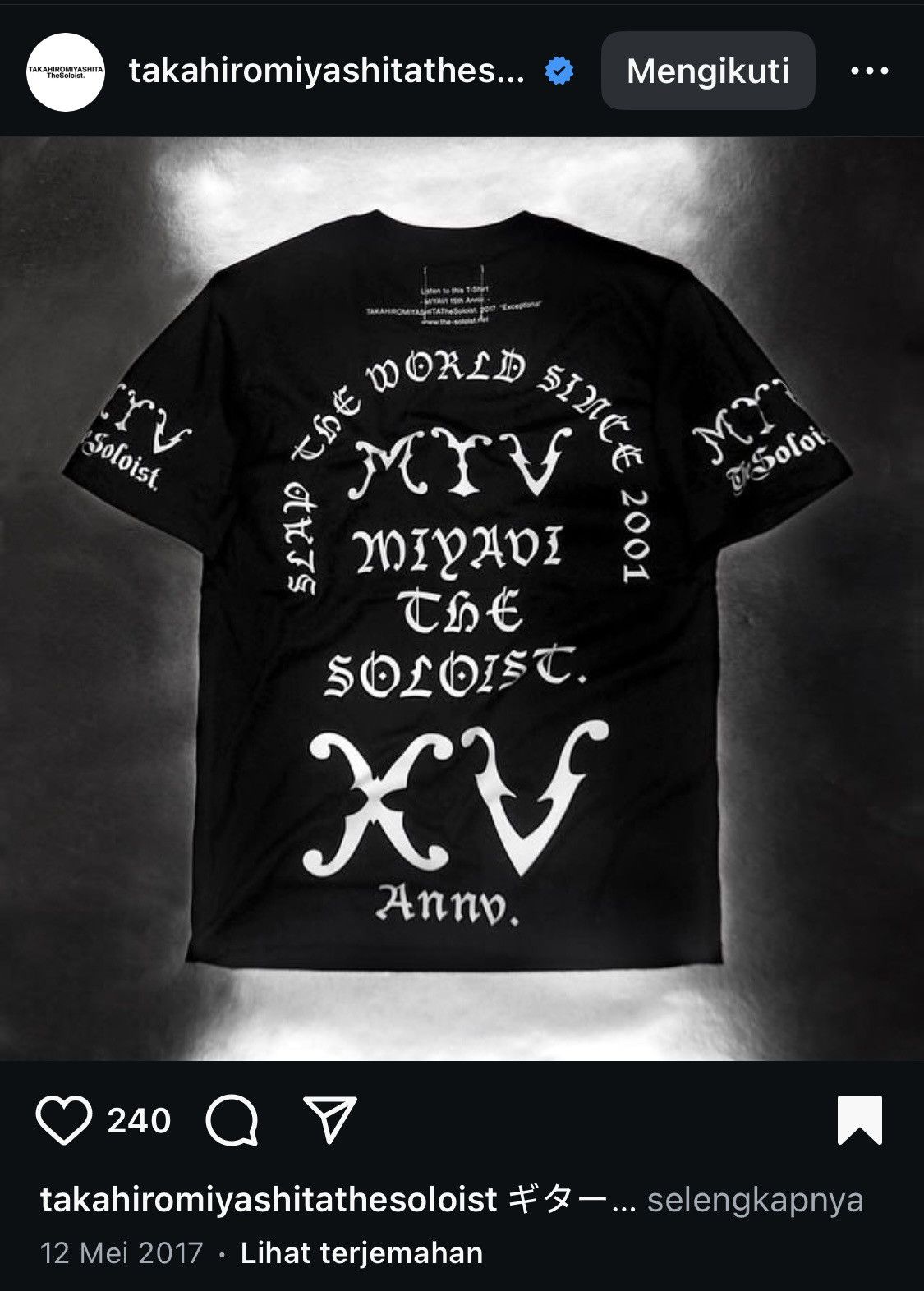 Takahiromiyashita The Soloist. TAKAHIROMIYASHITA THE SOLOIST X FENDER / MIYAVI 15TH ANNIV Size US M / EU 48-50 / 2 - 15 Thumbnail