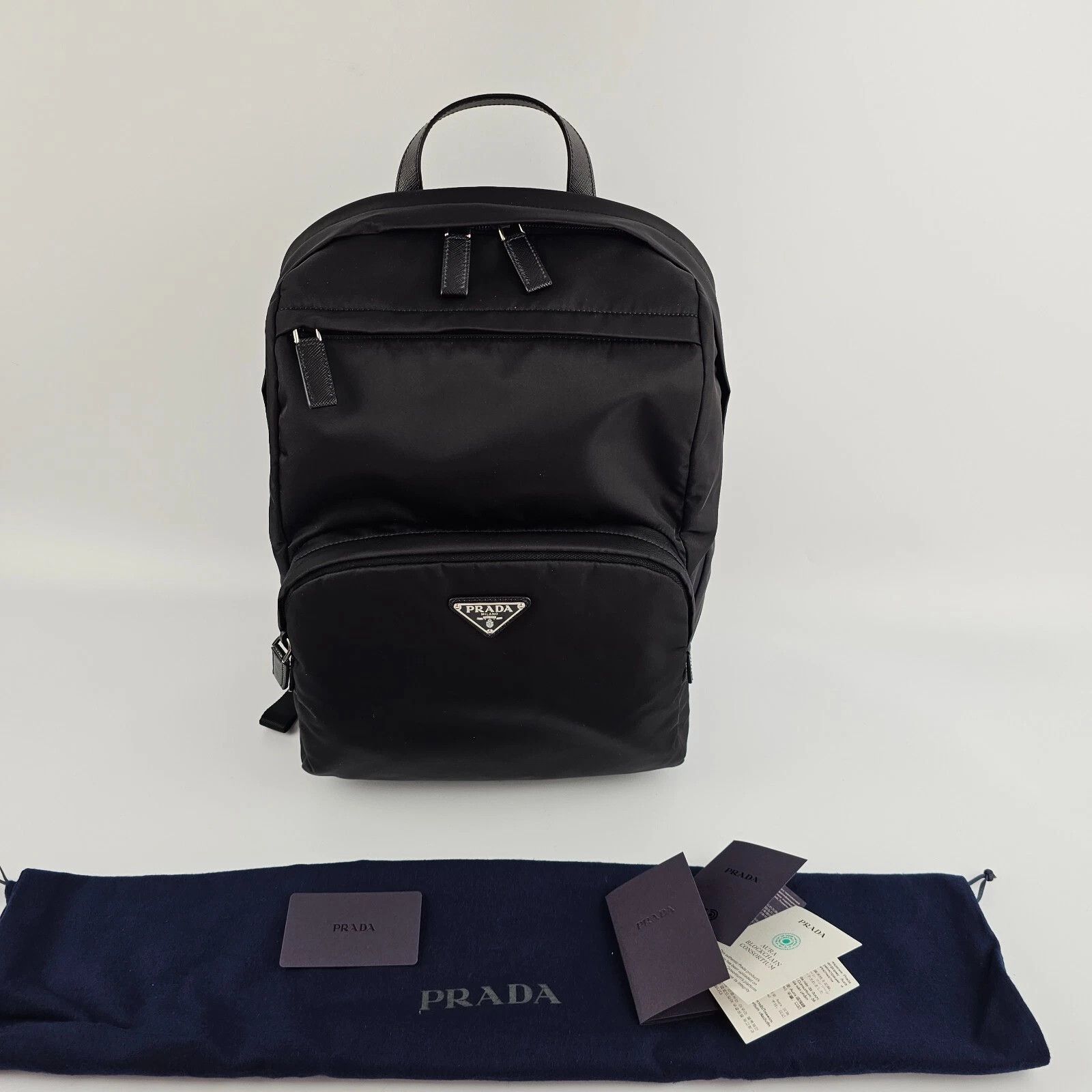 Prada PRADA Black Re-Nylon Saffiano Leather Backpack New Auth Size ONE SIZE - 2 Thumbnail