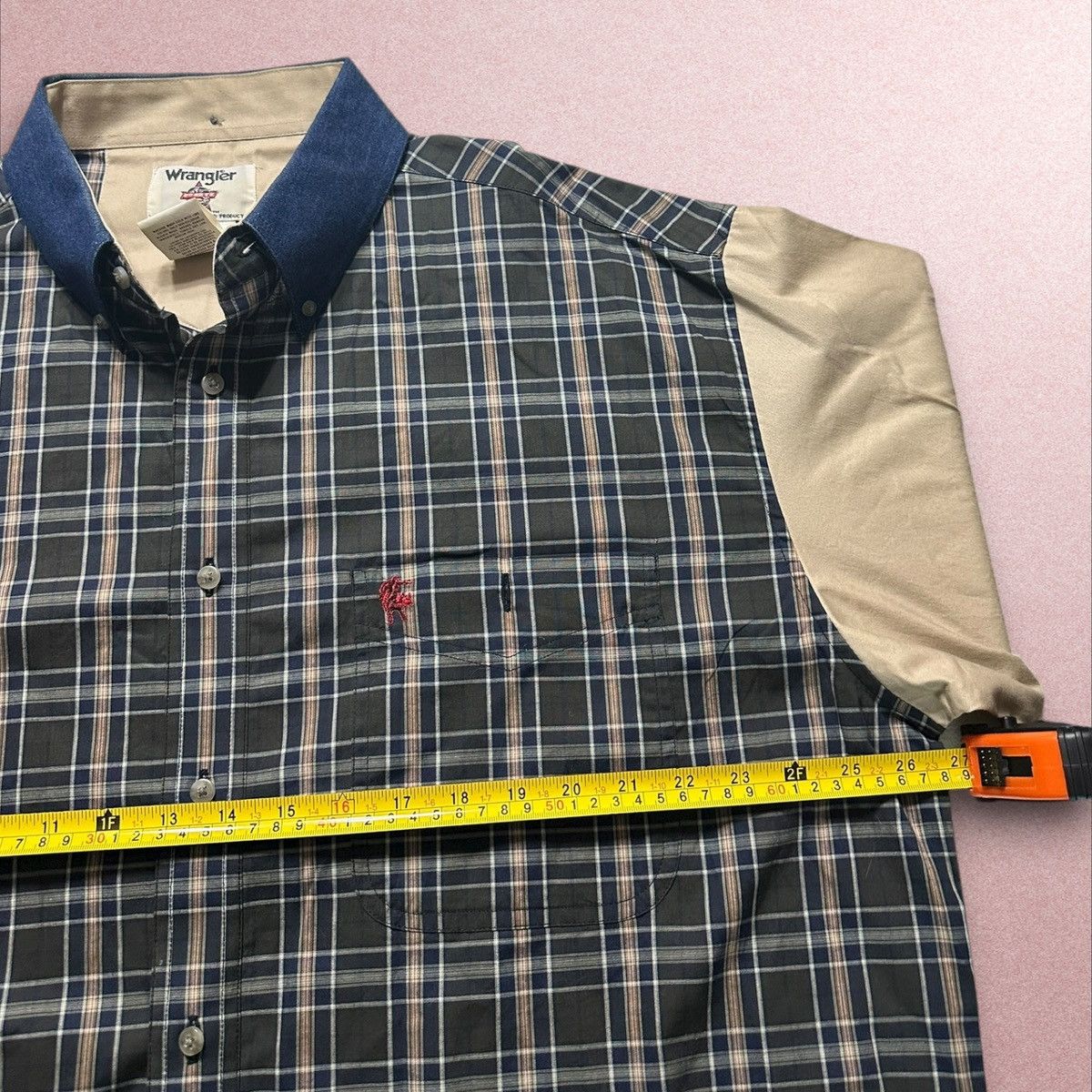 Wrangler vtg wrangler pbr shirt men size XL blue plaid Long sleeve Size US XL / EU 56 / 4 - 4 Thumbnail