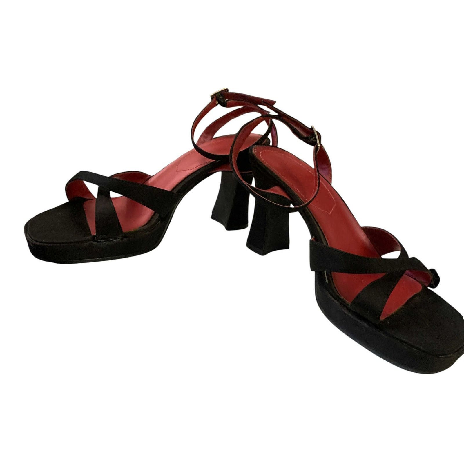 Other VINTAGE Y2K Sandal Chunk Heel Ankle Strap Open Toe Black Sz8 Size US 8 / IT 38 - 8 Thumbnail