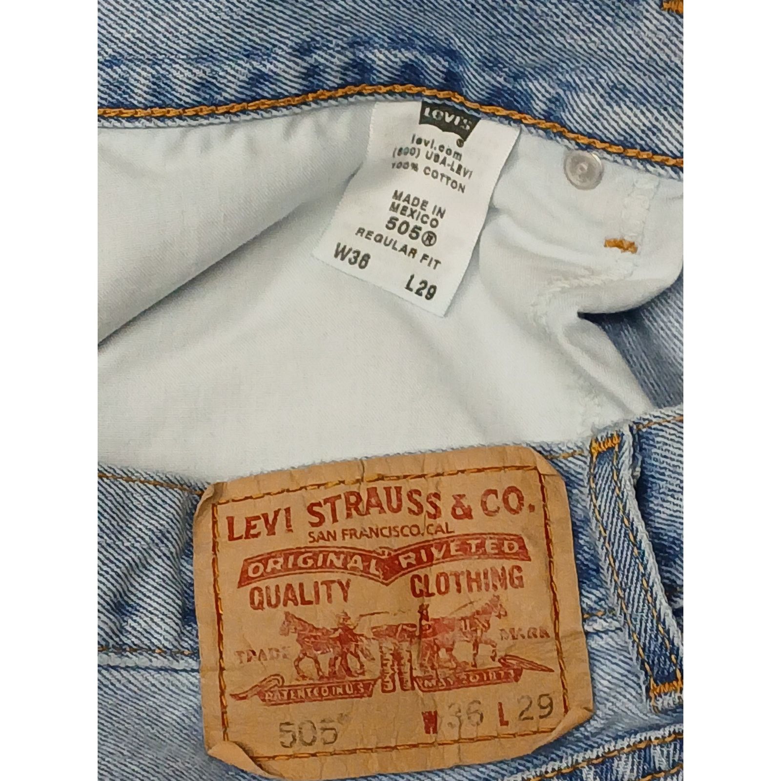 Levi's Levis 505 (36x29) Vintage Regular Fit Light Denim Jeans Size US 36 / EU 52 - 11 Thumbnail