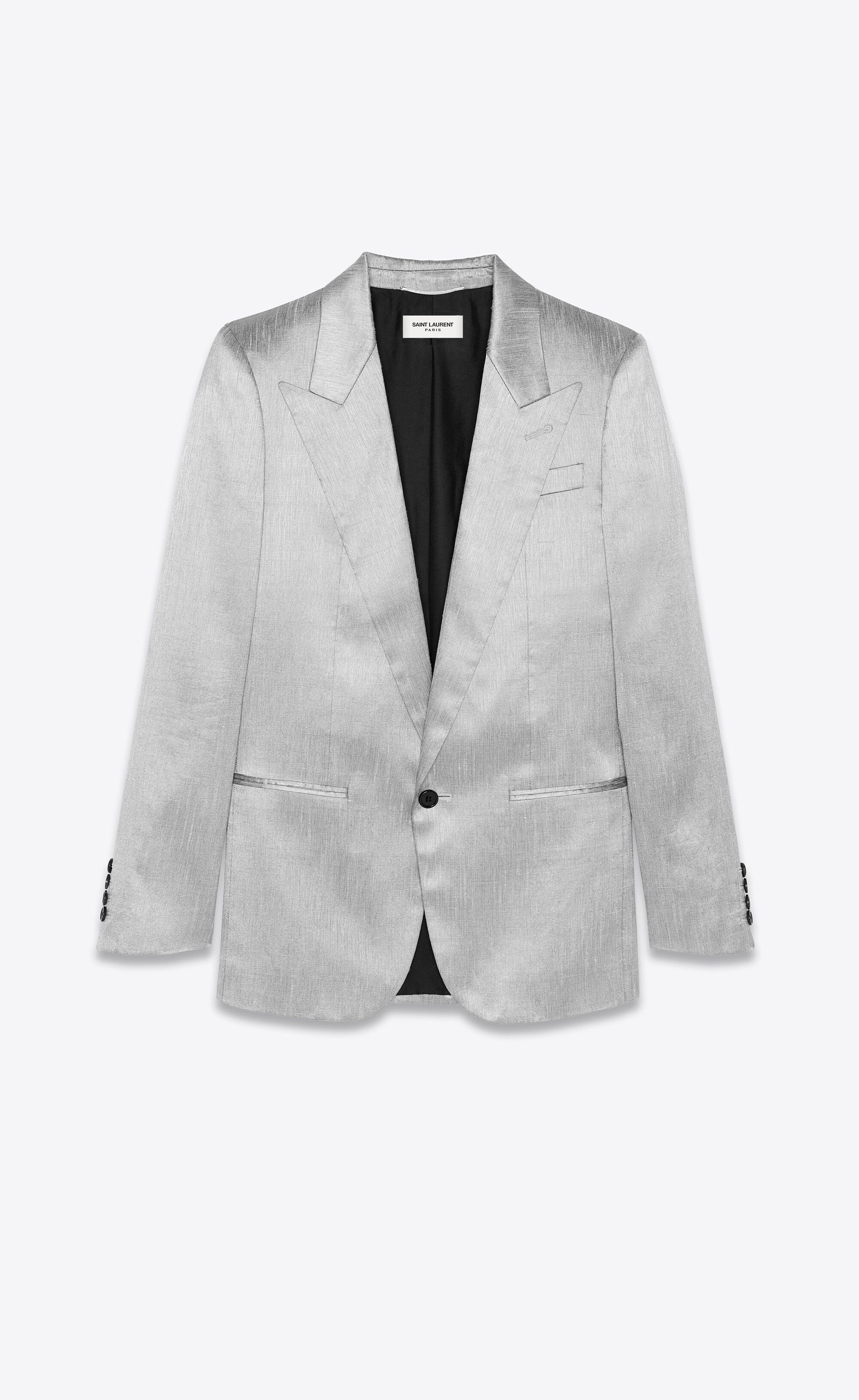 Saint Laurent Paris fitted single-breasted jacket in silk shntung Size US XS / EU 42 / 0 - 1 Thumbnail