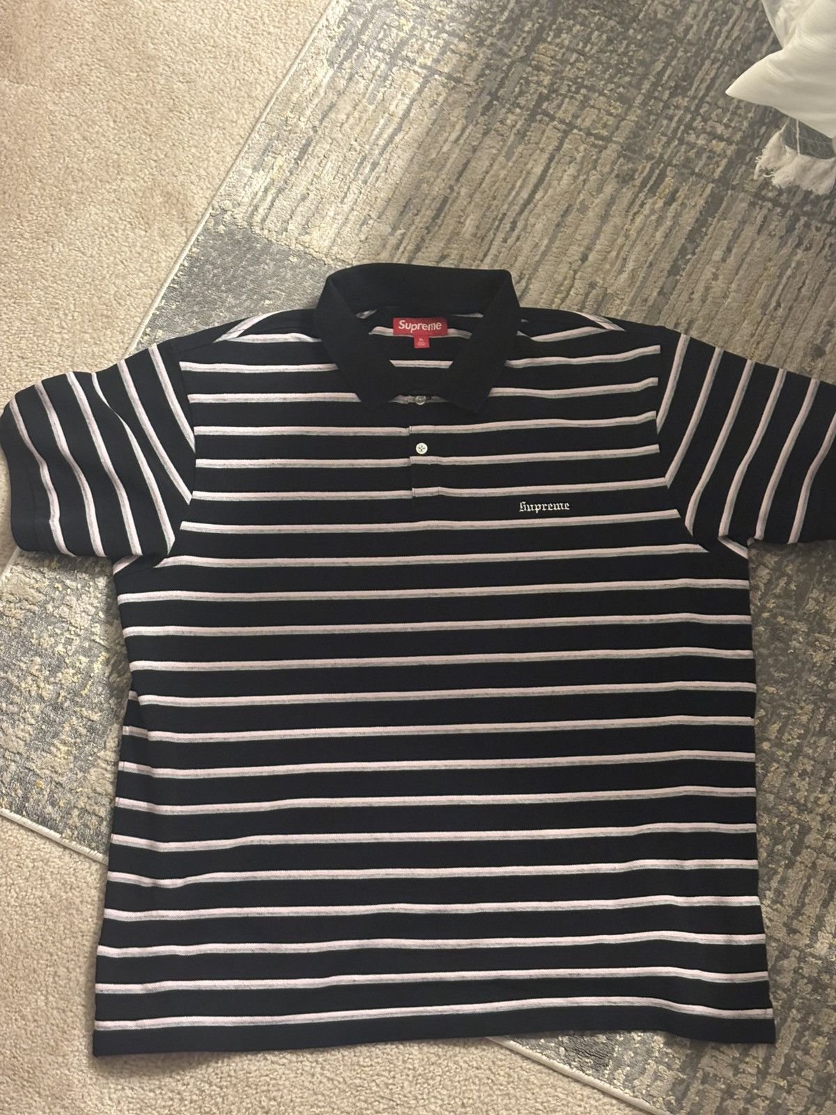 Supreme Supreme washed black striped polo ss26 | Grailed