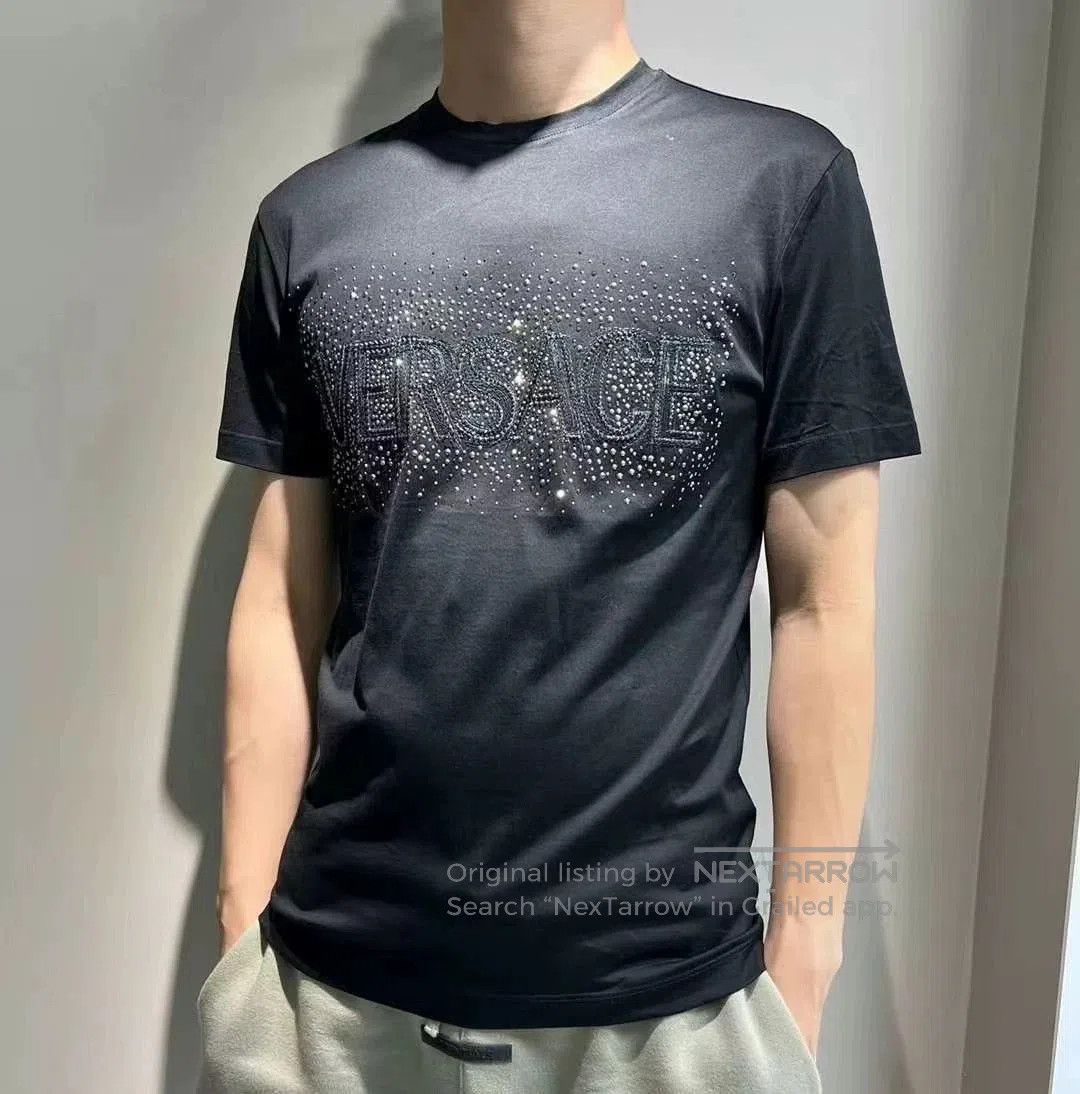 Versace Versace Black Crystal Logo Short Sleeve T-Shirt. Size US S / EU 44-46 / 1 - 1 Thumbnail