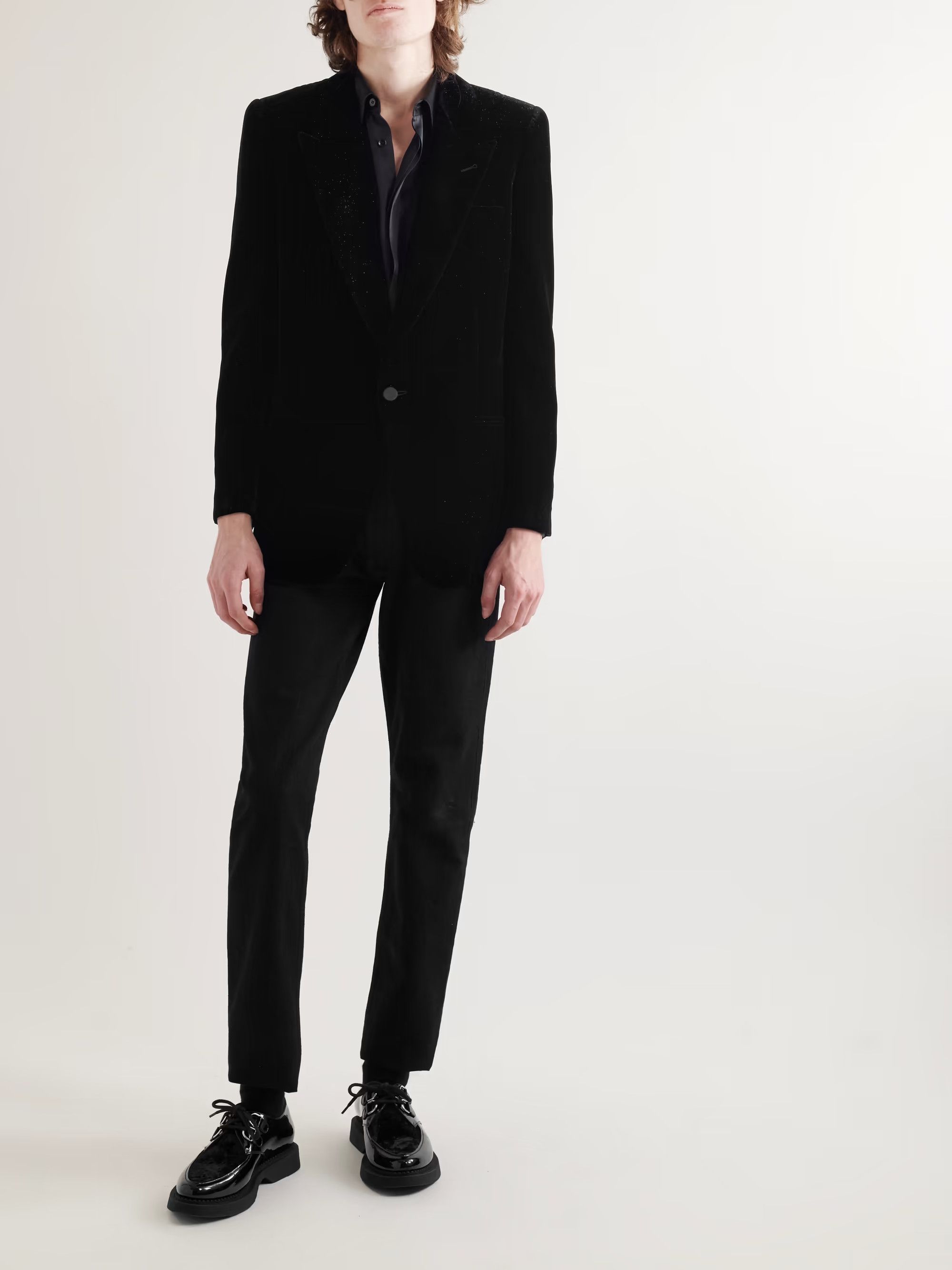 Saint Laurent Paris o1bcso1str1124 Velvet Blazer in Black Size US XL / EU 56 / 4 - 2 Thumbnail