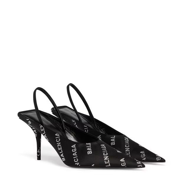 Balenciaga o1g2r1mq0924 Logo Heels in Black & White Size US 8 / IT 38 - 3 Thumbnail