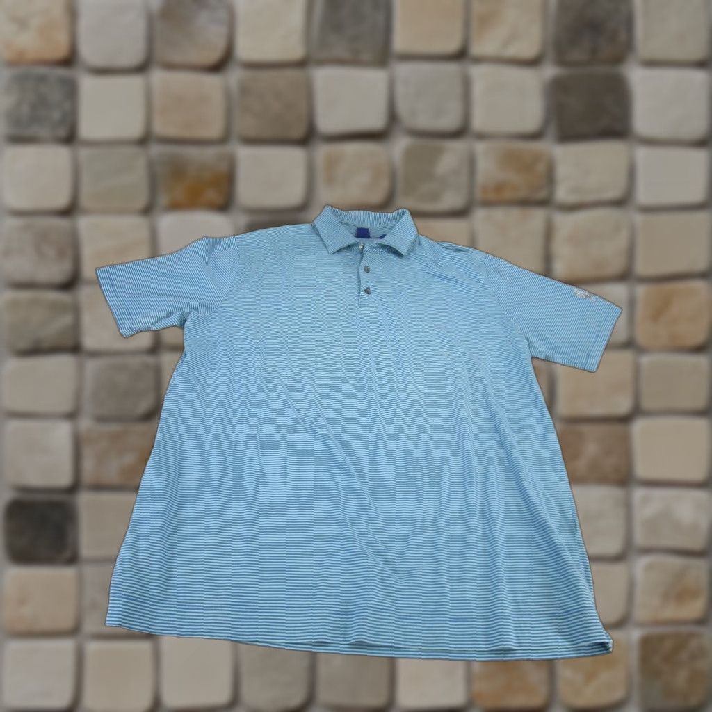 Footjoy FootJoy Polo Shirt Mens Large Blue Striped Stretch Golf Performance Shirt Size US L / EU 52-54 / 3 - 1 Thumbnail