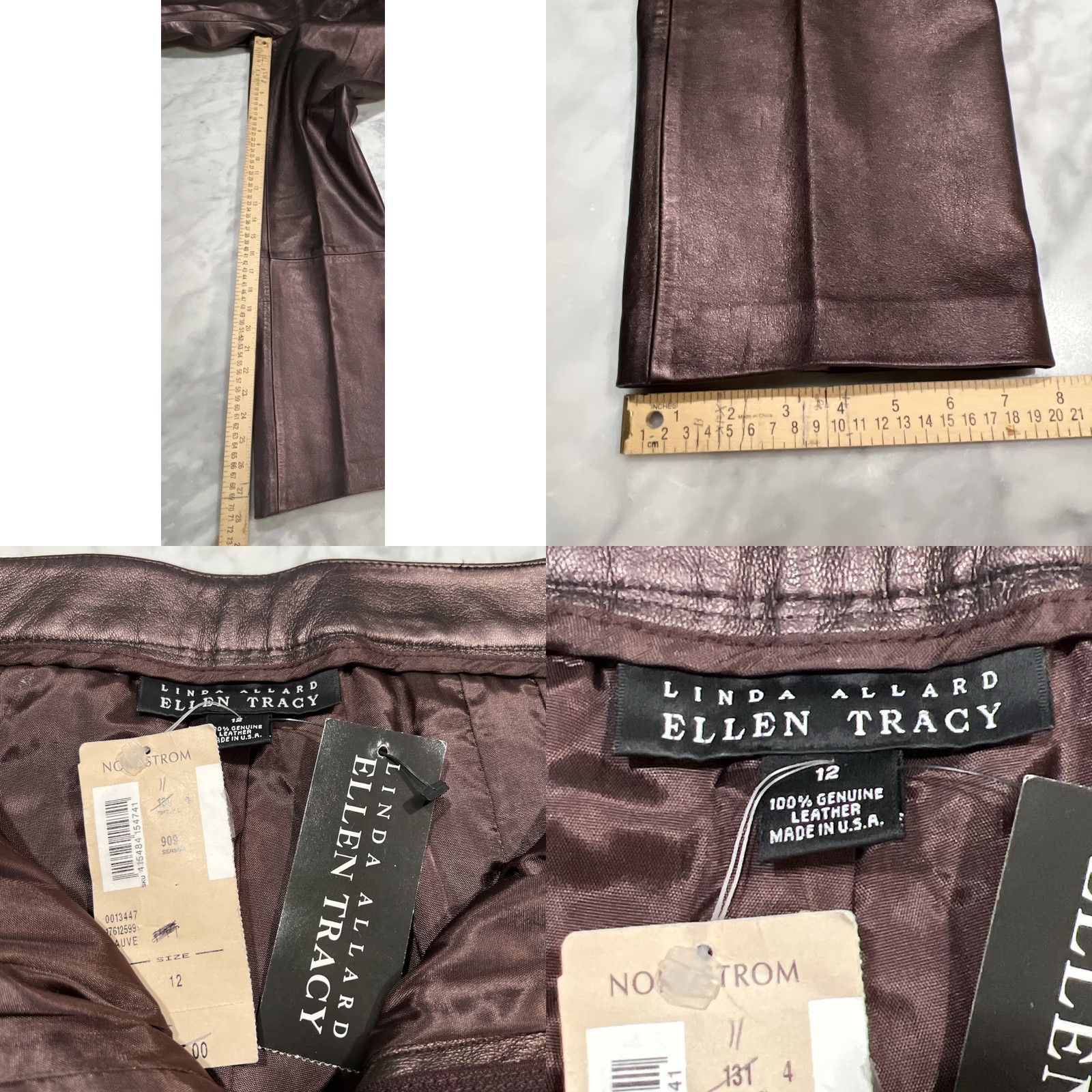Ellen Tracy VINTAGE Linda Allard Ellen Tracy Pants Women 12 Leather Mauve 90s Size 34" / US 12 / IT 48 - 8 Thumbnail