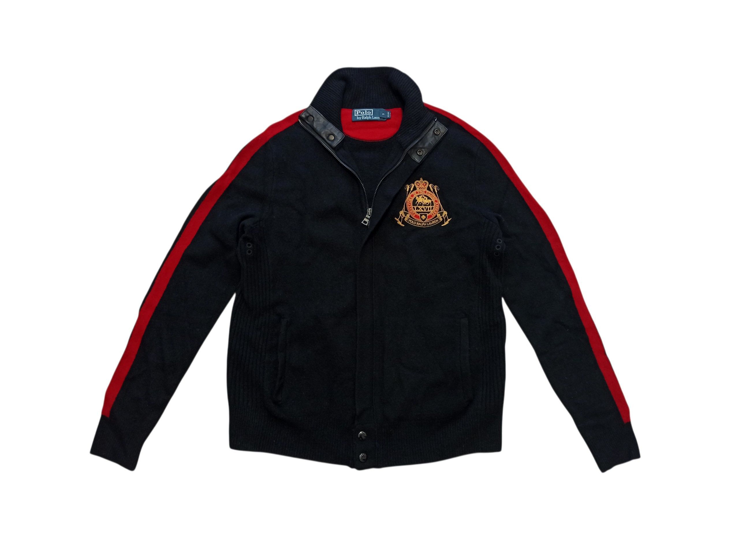 Polo Ralph Lauren Polo Ralph Lauren Black Lambswool Crest Leather Trim Jacket Size US M / EU 48-50 / 2 - 1 Thumbnail