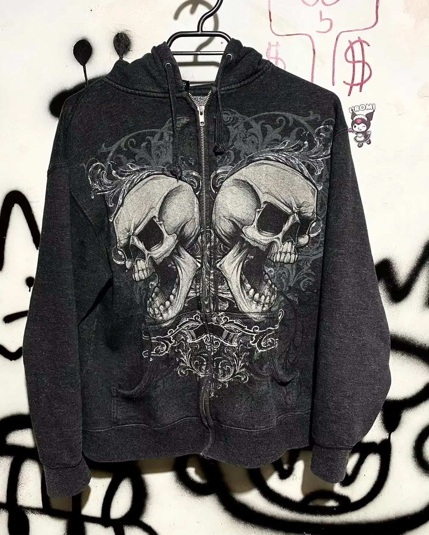 Japanese Brand Y2K Large Skull Zipper Hoodie Size US M / EU 48-50 / 2 - 1 Thumbnail