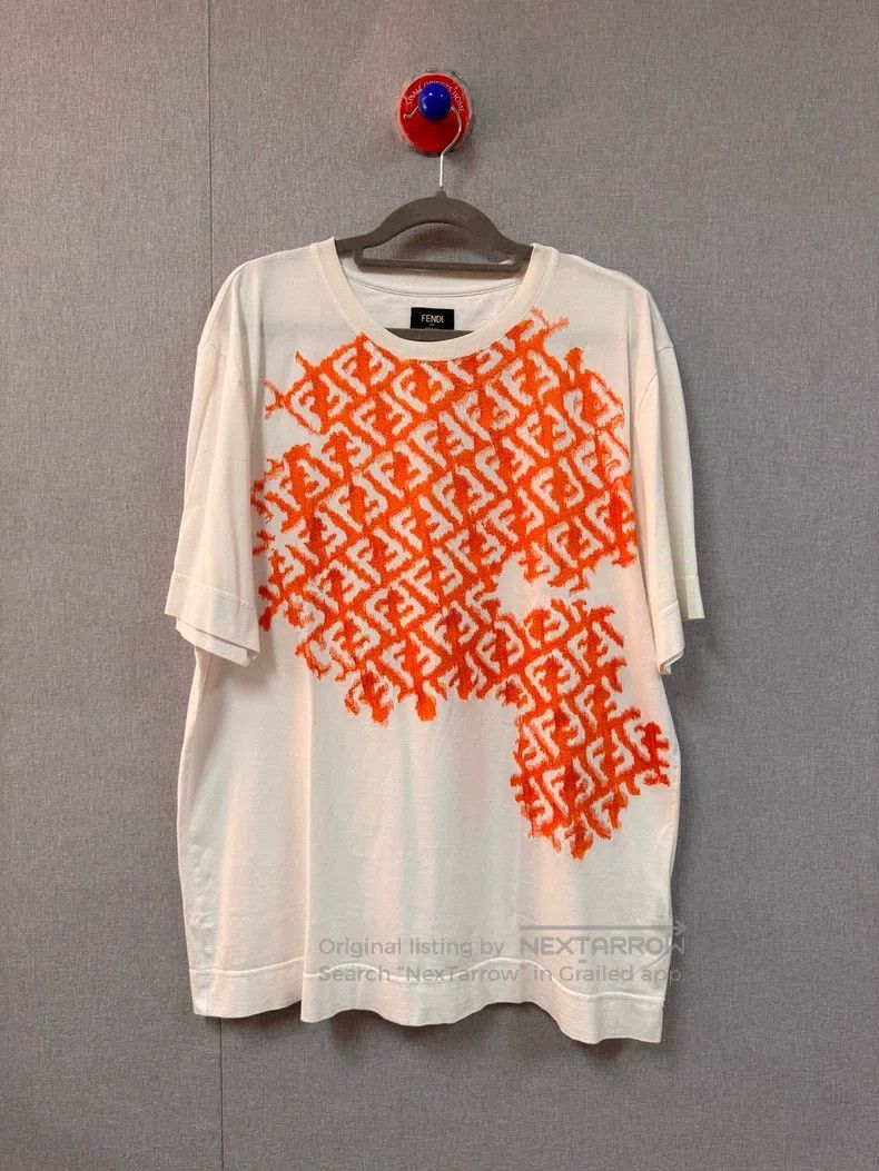 Fendi Fendi White and orange color block ff short-sleeved shirt Size US M / EU 48-50 / 2 - 1 Thumbnail
