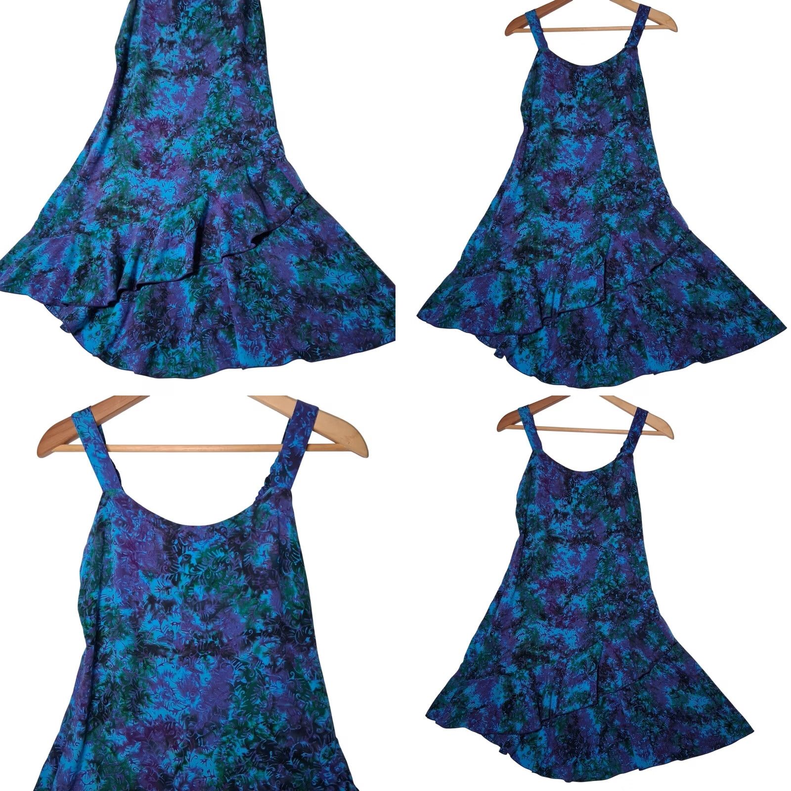 Vintage Peppermint Bay Dress Small Blue Batik Ruffled Sleeveless Bohemian Sundress Womens Size S / US 4 / IT 40 - 8 Thumbnail