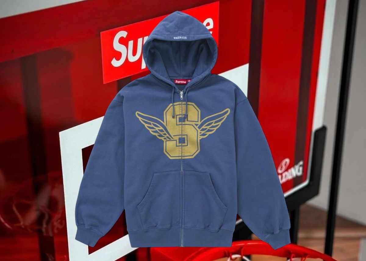 Supreme Wings Zip Up Hooded Sweatshirt Dark Blue Men's - SS25 - GB