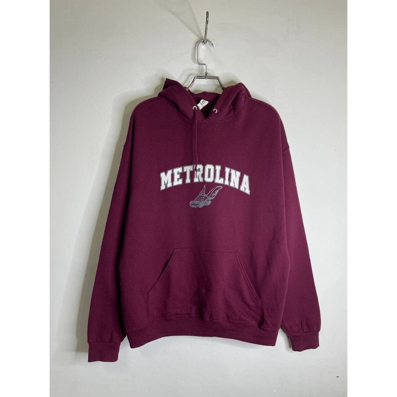 Jerzees Vintage Metrolina Maroon Hoodie L USA College Style Pullover Size US L / EU 52-54 / 3 - 1 Thumbnail
