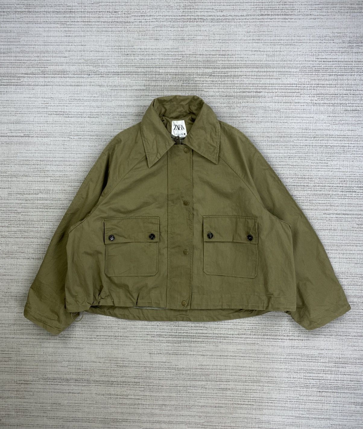 Japanese Brand × Vintage × Zara Vintage ZARA Olive Green Military Style Baggy Jacket Size US M / EU 48-50 / 2 - 1 Thumbnail