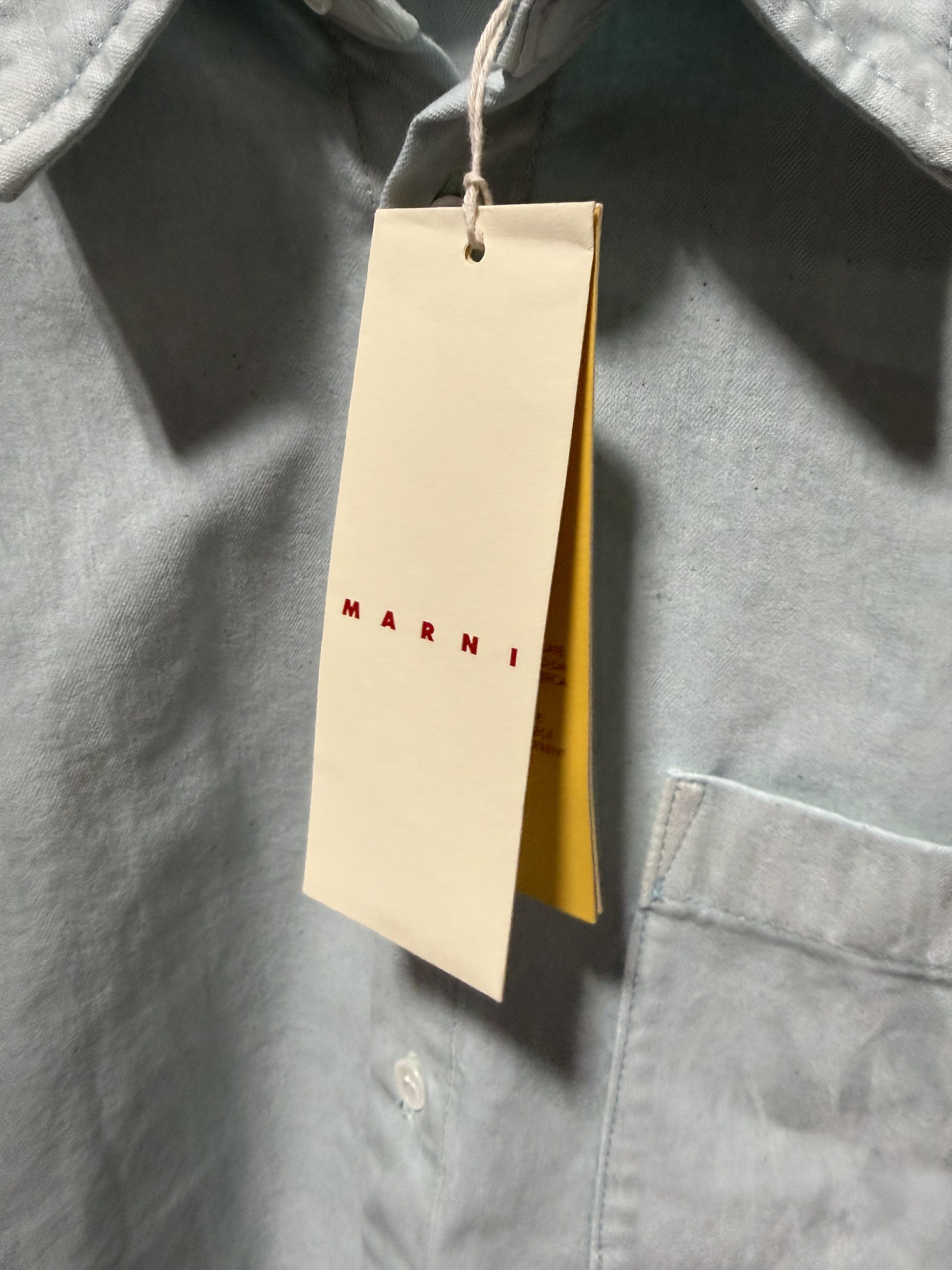 Marni Marni Flocked Denim Overshirt 'Aquamarine' Size US L / EU 52-54 / 3 - 2 Thumbnail