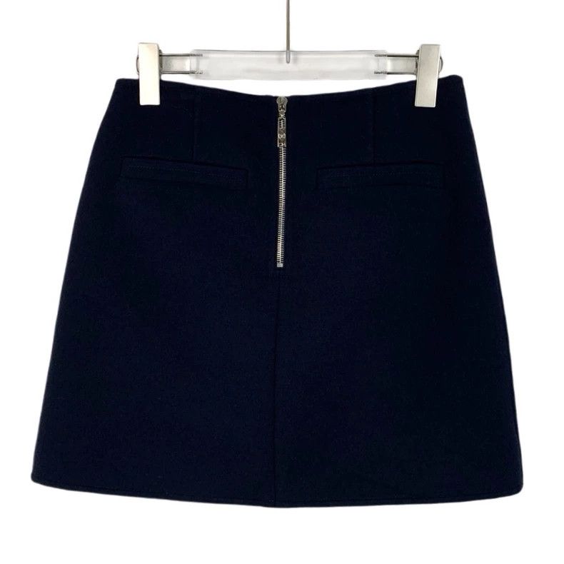 Louis Vuitton Louis Vuitton Dark blue printed woolen zipper skirt with l Size 35" - 2 Thumbnail
