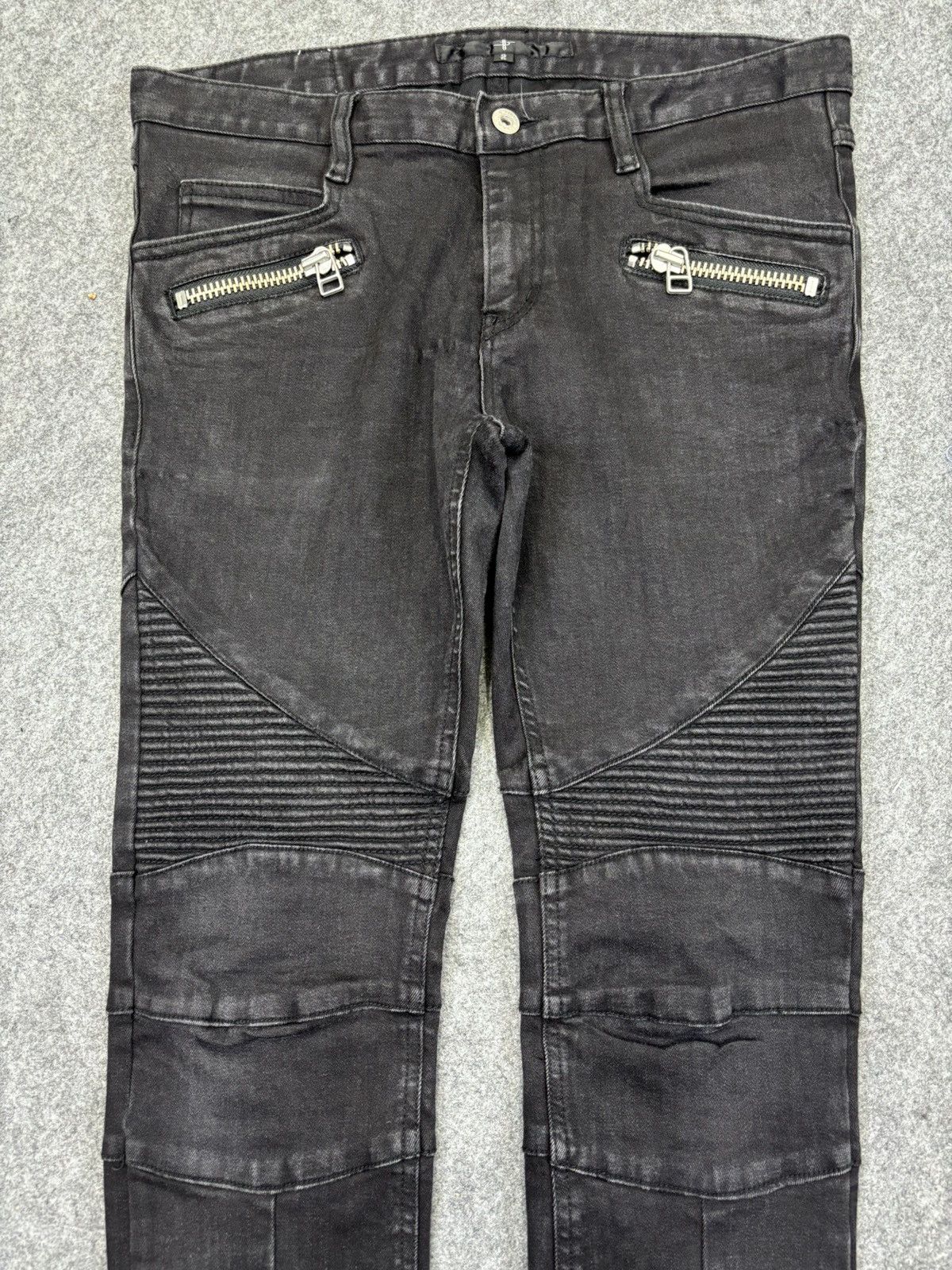 NO ID 💥Biker Denim💥No ID Biker Style Zipper Skinny Denim K28 Size US 33 - 3 Thumbnail