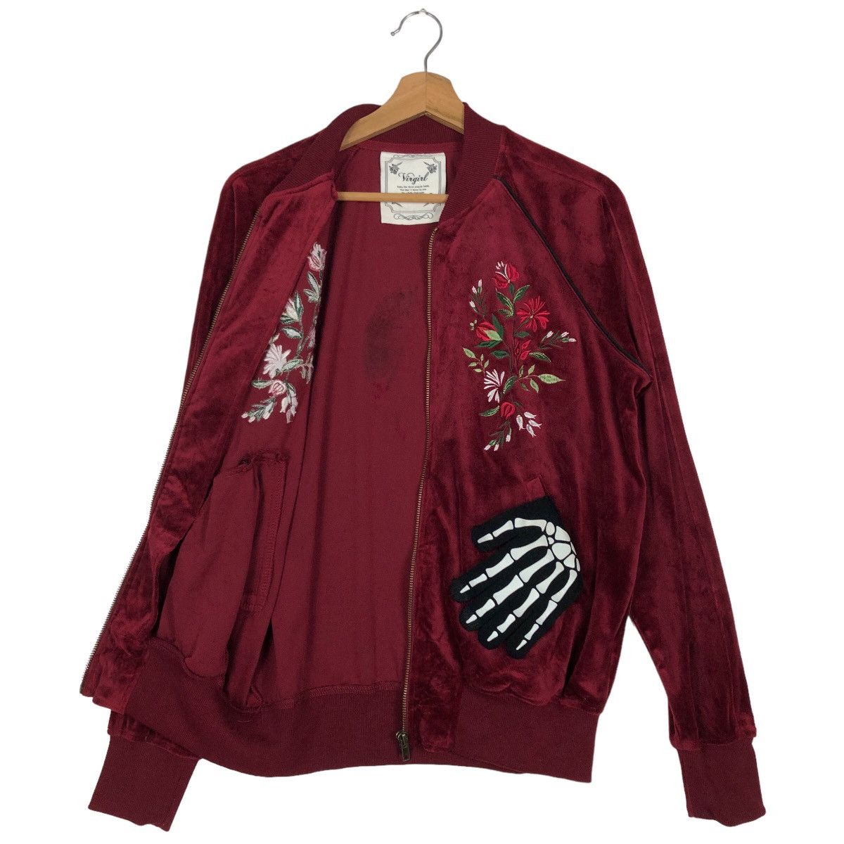 Japanese Brand 🔥Velvet Bomber Jacket Flower Big Logo Virgirl Japan Made Size US M / EU 48-50 / 2 - 9 Thumbnail