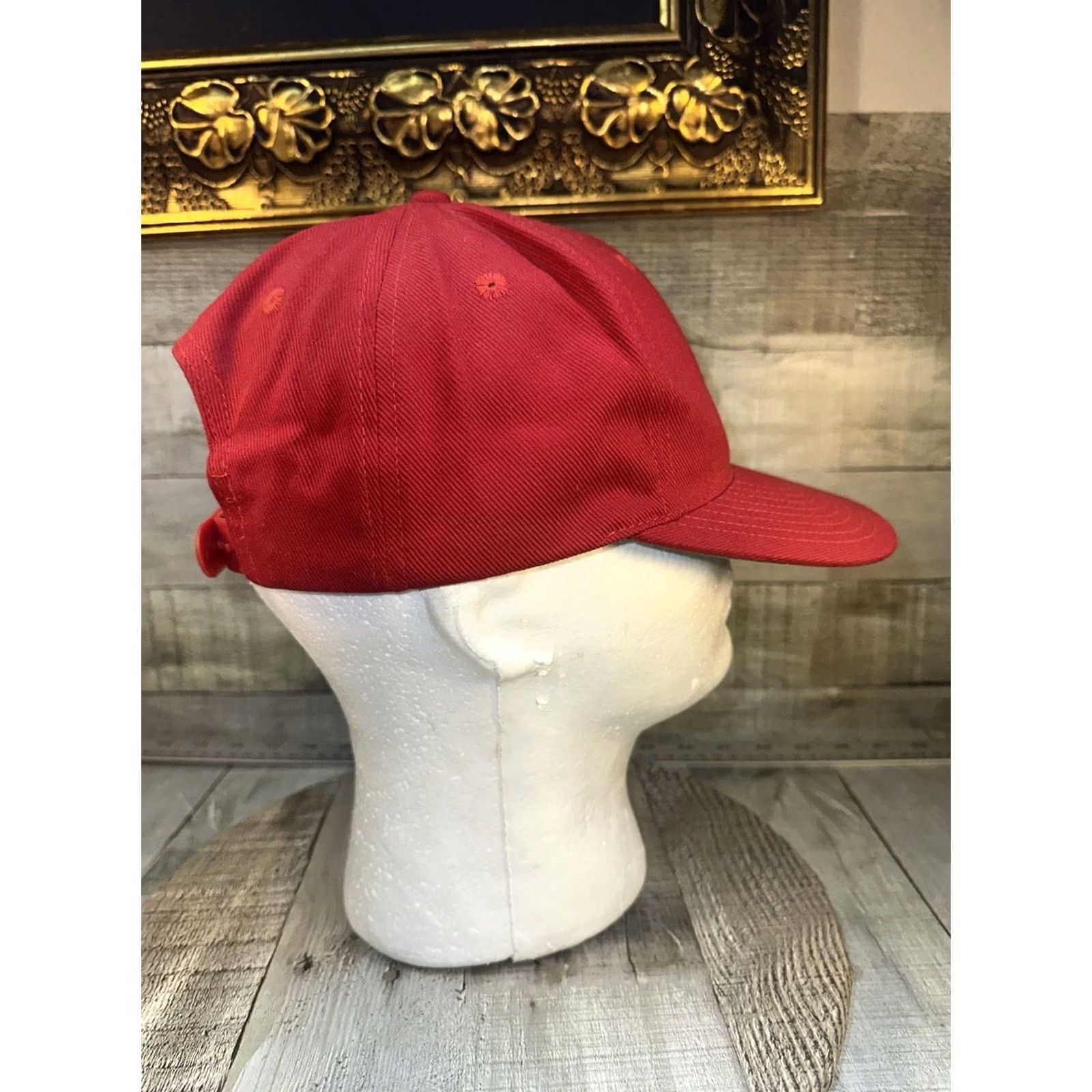 Nike VINTAGE Nike SnapBack Hat Check Logo Red Twill Adjustable 90s Mens Size ONE SIZE - 3 Thumbnail