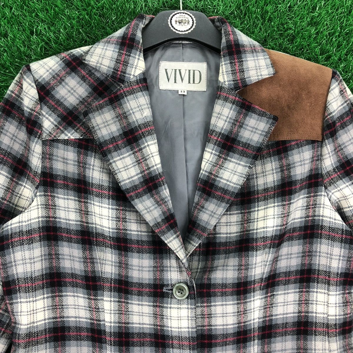 Japanese Brand Vintage 80's Wool Coat Jacket Checkered for Ladies by VIVID Size XS / US 0-2 / IT 36-38 - 7 Thumbnail
