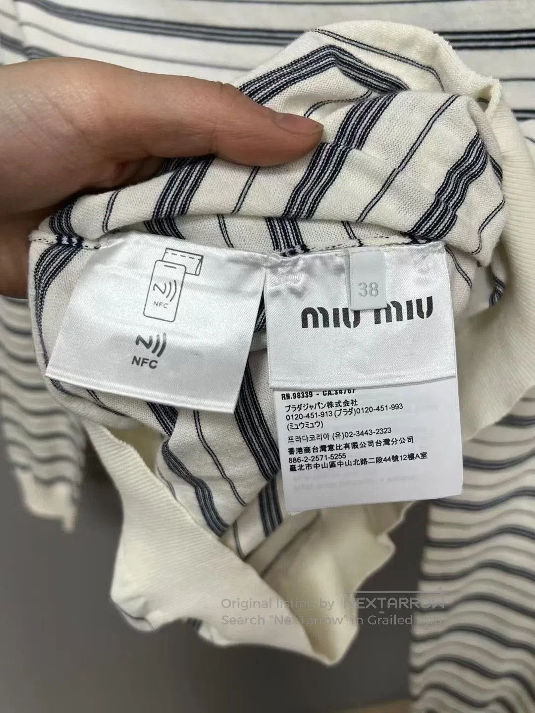 Miu Miu Miumiu White Stripe Polo. Size S / US 4 / IT 40 - 4 Thumbnail