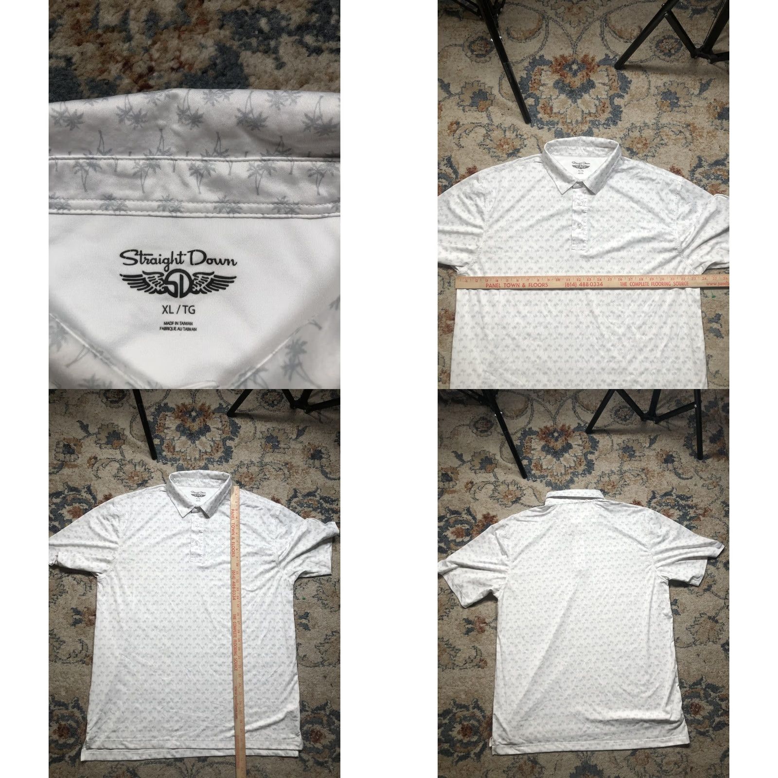 Vintage Straight Down Polo Shirt Mens XL White Palm Tree Print Golf Performance Casual Size US XL / EU 56 / 4 - 8 Thumbnail