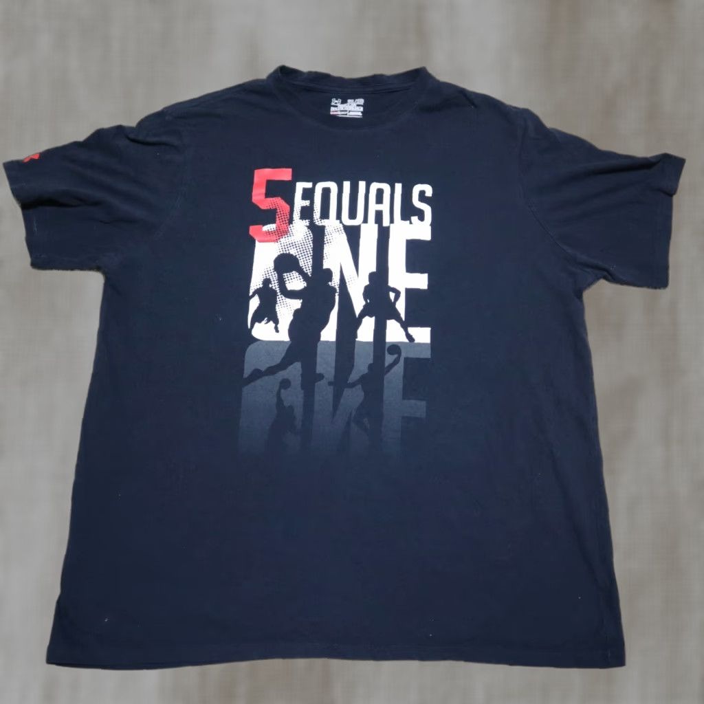 Under Armour Under Armour Heatgear Shirt T-Shirt Mens 2XL Black USA 5 Equals One Crew Neck Short Sleeve Relaxed Fit Cotton Blend 2XL Mens Size US XXL / EU 58 / 5 - 1 Thumbnail
