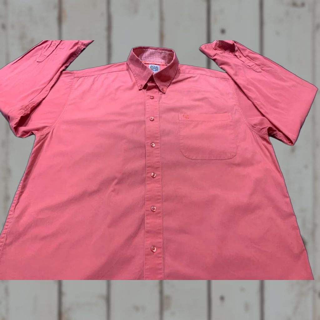 Vintage Cinch Mens Long Sleeve Button Up Shirt Salmon Coral Pink M Medium Size US M / EU 48-50 / 2 - 1 Thumbnail