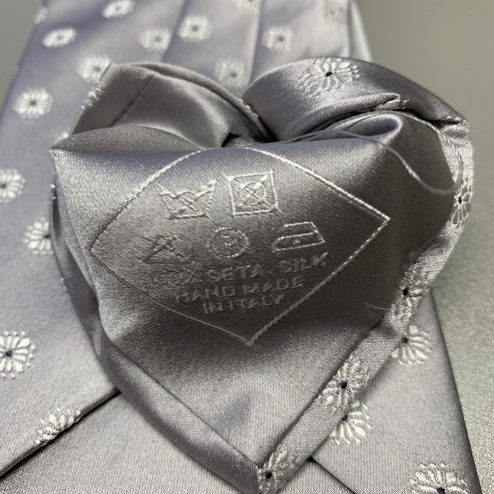Brioni BRIONI Grey White Floral Silk Tie Size ONE SIZE - 3 Thumbnail