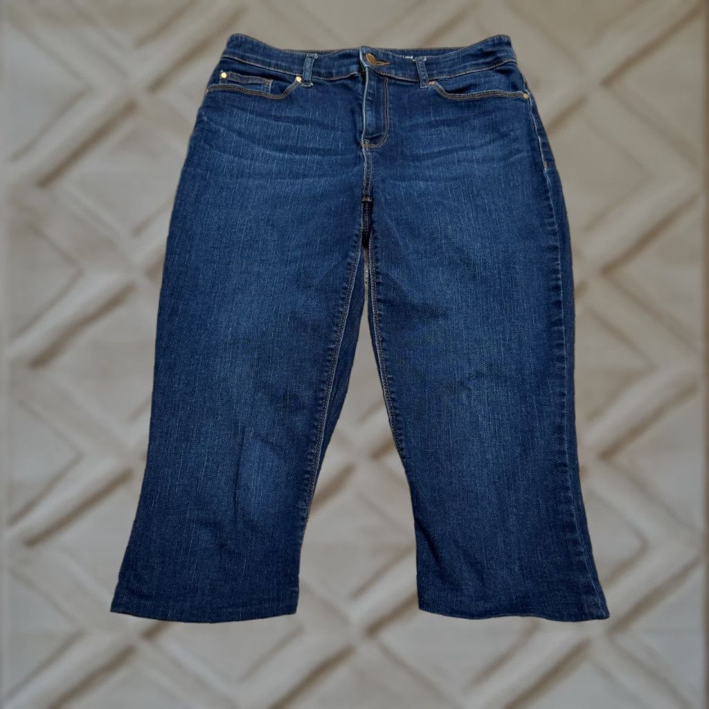 Vintage Chico's The Platinum Barely Boot Capri Crop Denim Jeans Womens 00S Blue Slim Modern Casual City Streetwear * Size 27" / US 4 / IT 40 - 1 Thumbnail