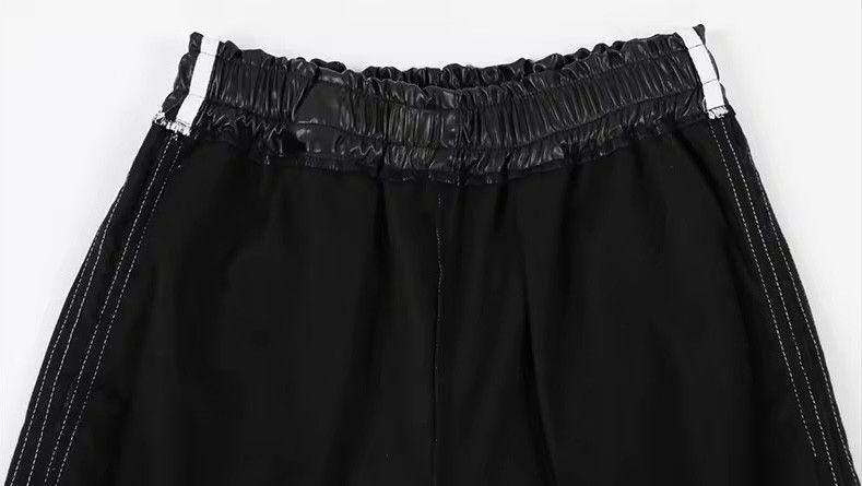 Japanese Brand Elastic Waist Black Soft Pu Leather Sweatpant Size 31" - 8 Thumbnail