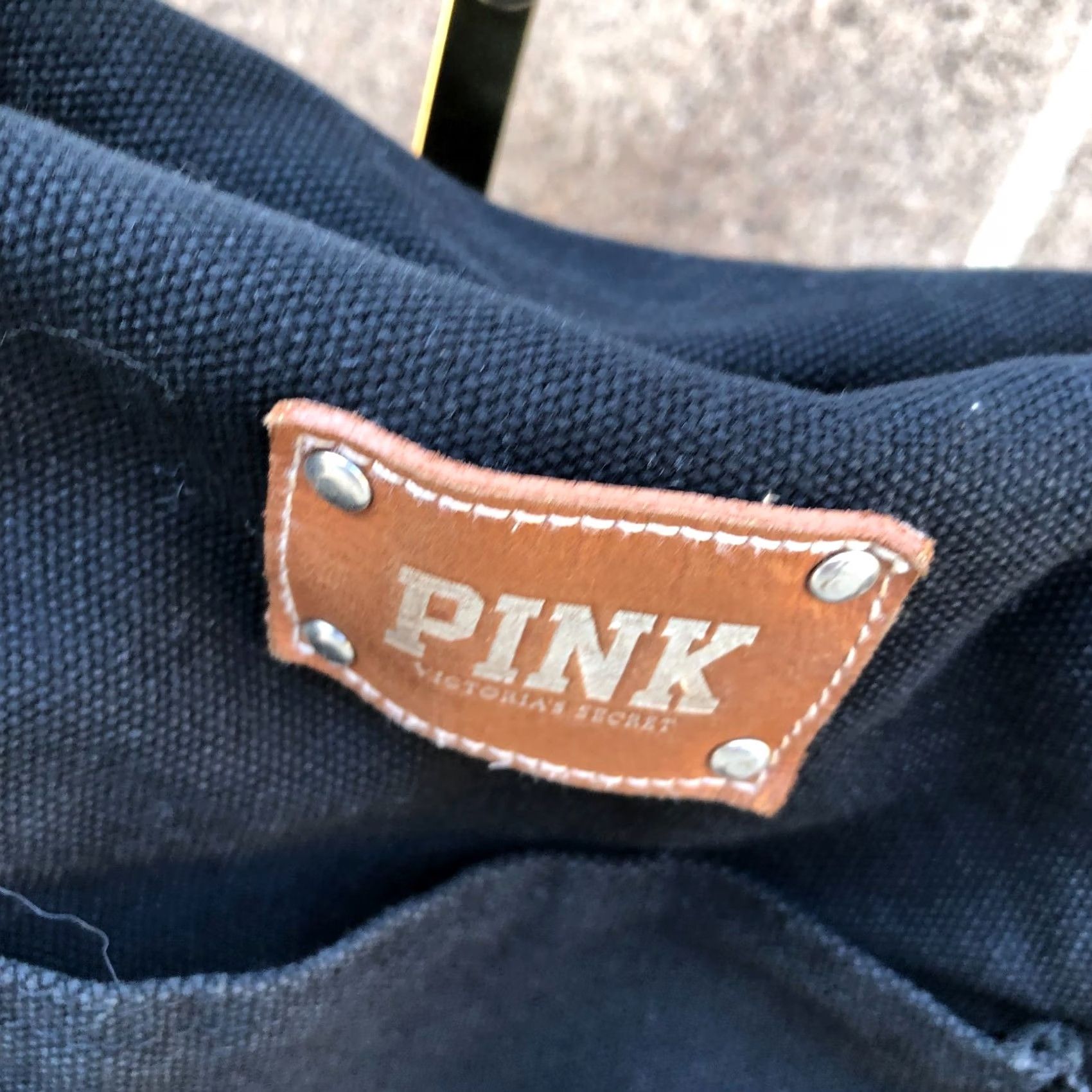 Victoria's Secret PINK VICTORIA SECRET Canvas Duffle Bag Large Purse Black Shoulder Bag Size ONE SIZE - 4 Thumbnail
