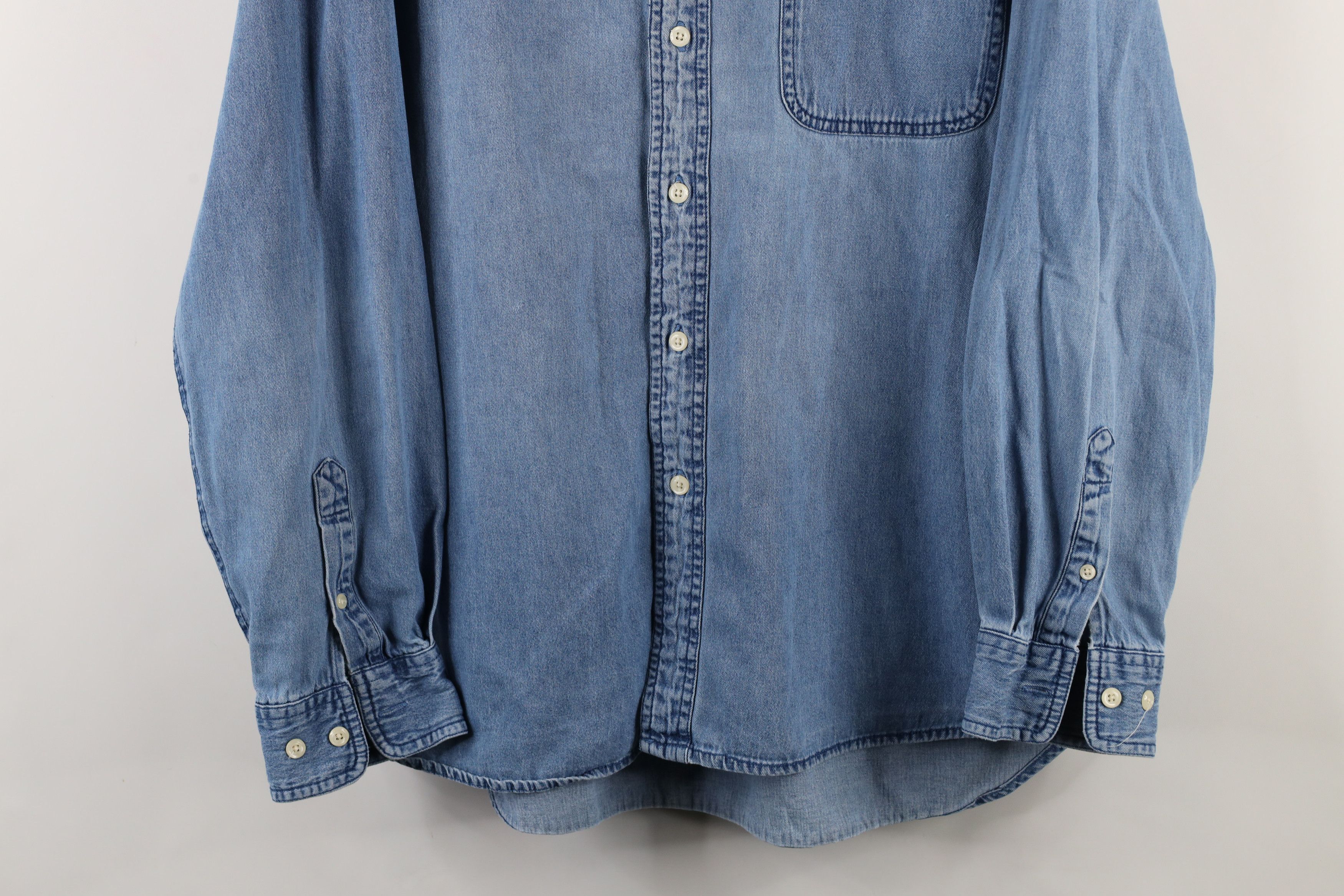 Vintage Vintage 90s Streetwear Denim Jean Button Down Shirt Blue Size US XL / EU 56 / 4 - 3 Thumbnail