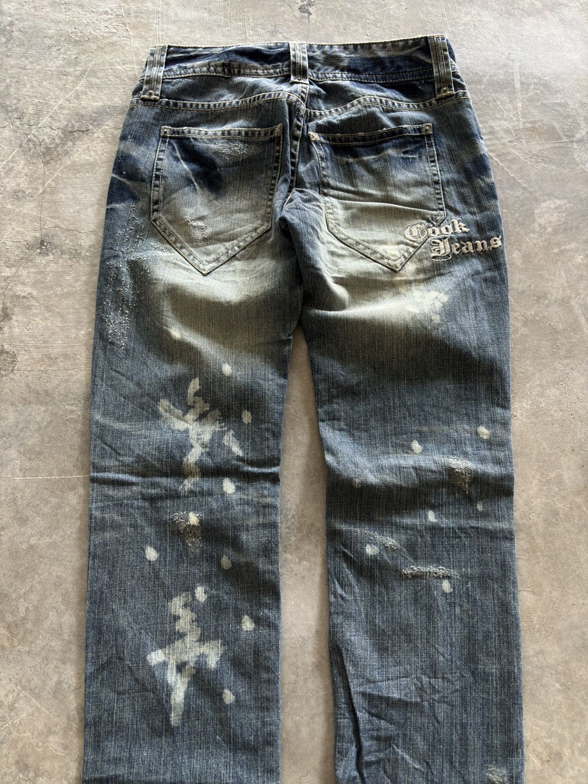 Japanese Brand COOK JEANS distressed japanese punk rockstar grunge low rise Size US 27 - 16 Thumbnail
