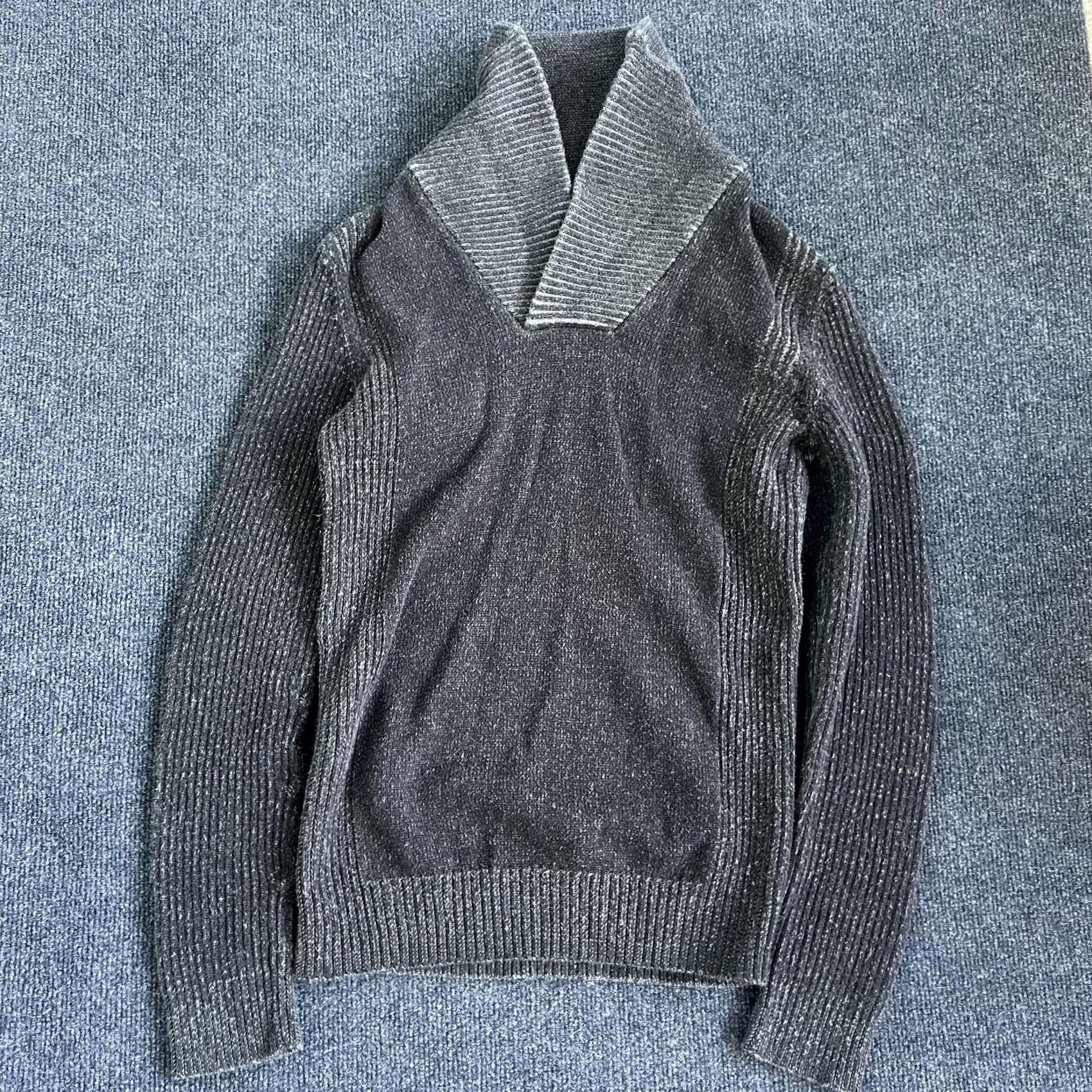 Vintage American Rag Sweater Mens Medium Gray Shawl Collar Cotton Knit Pullover Size US M / EU 48-50 / 2 - 2 Thumbnail