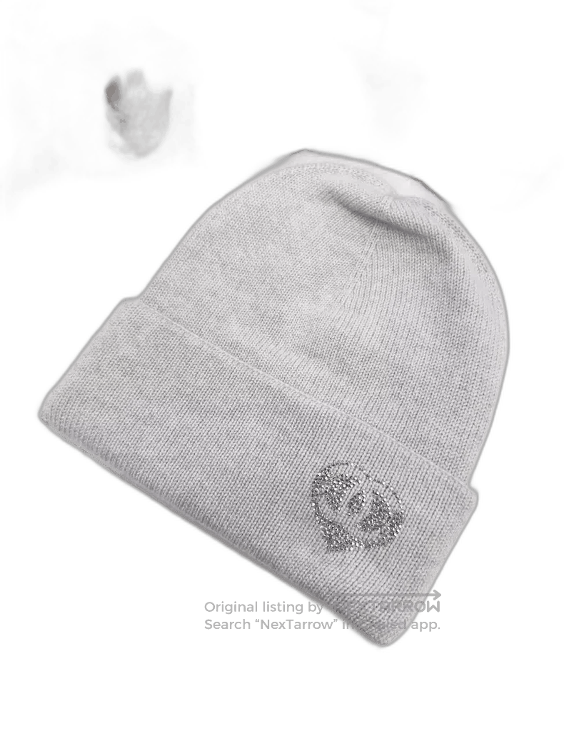Chanel Chanel Gray Knit Beanie with Logo | Grailed