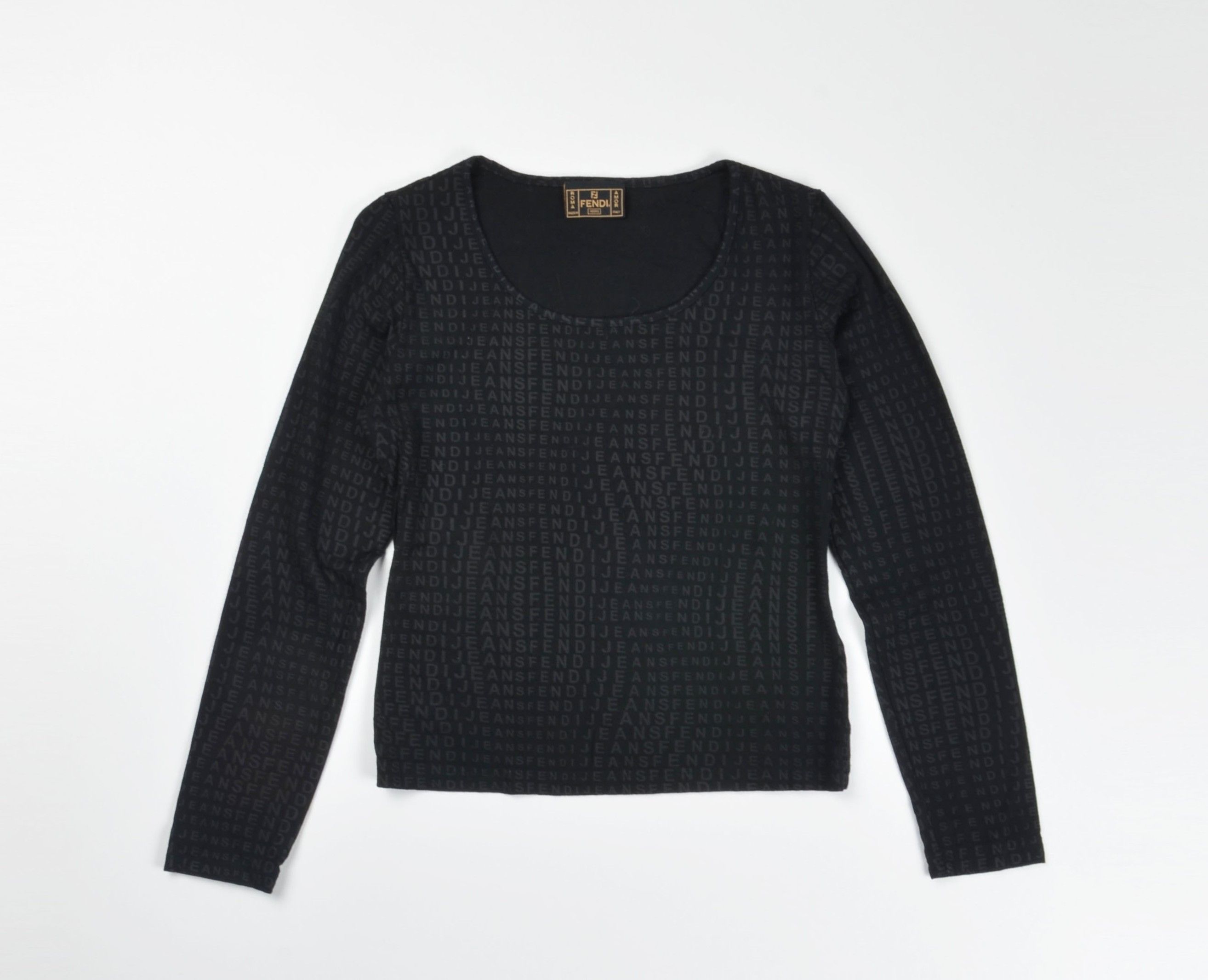 Fendi Vintage Fendi Roma Black Longsleeve Logo Print Top Size M / US 6-8 / IT 42-44 - 1 Thumbnail