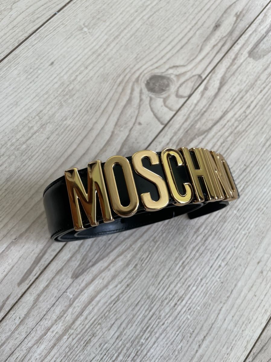 Moschino Moschino Leather Belt Redwall Gold Logo Size ONE SIZE - 6 Thumbnail