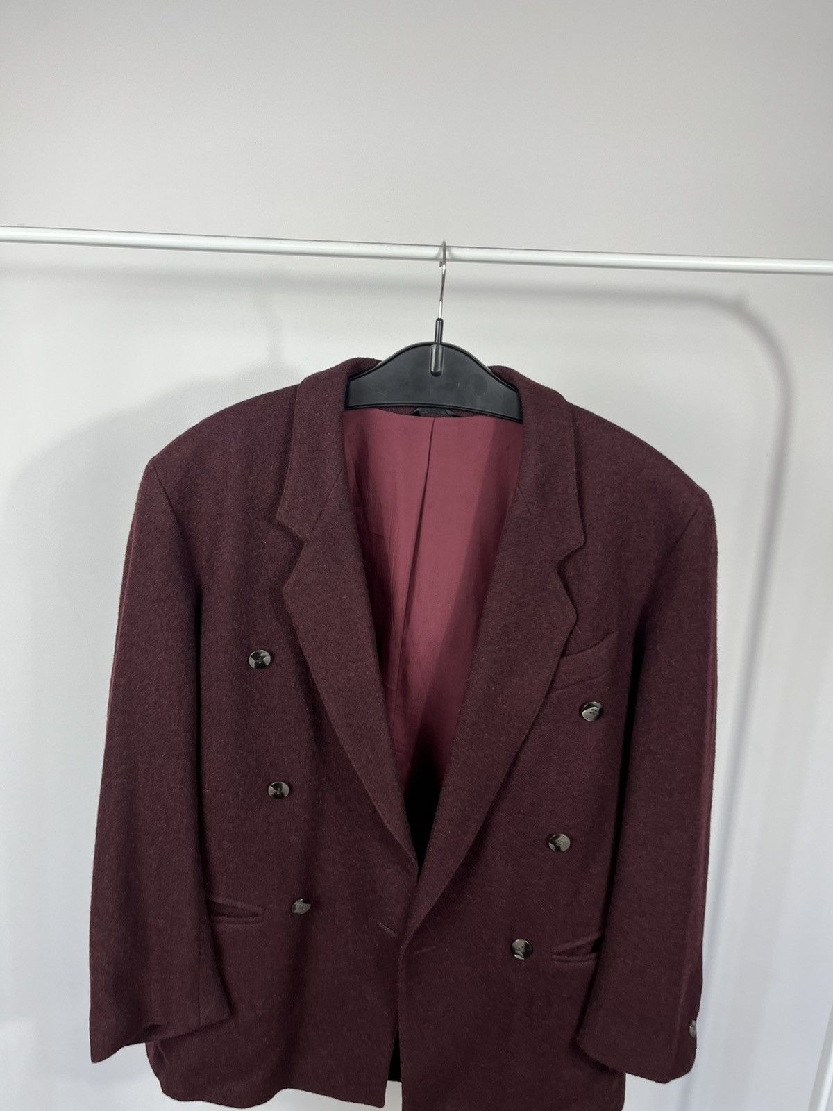 Other Vintage Burgundy Wool Double Breasted Mens Blazer Size 42R - 2 Thumbnail