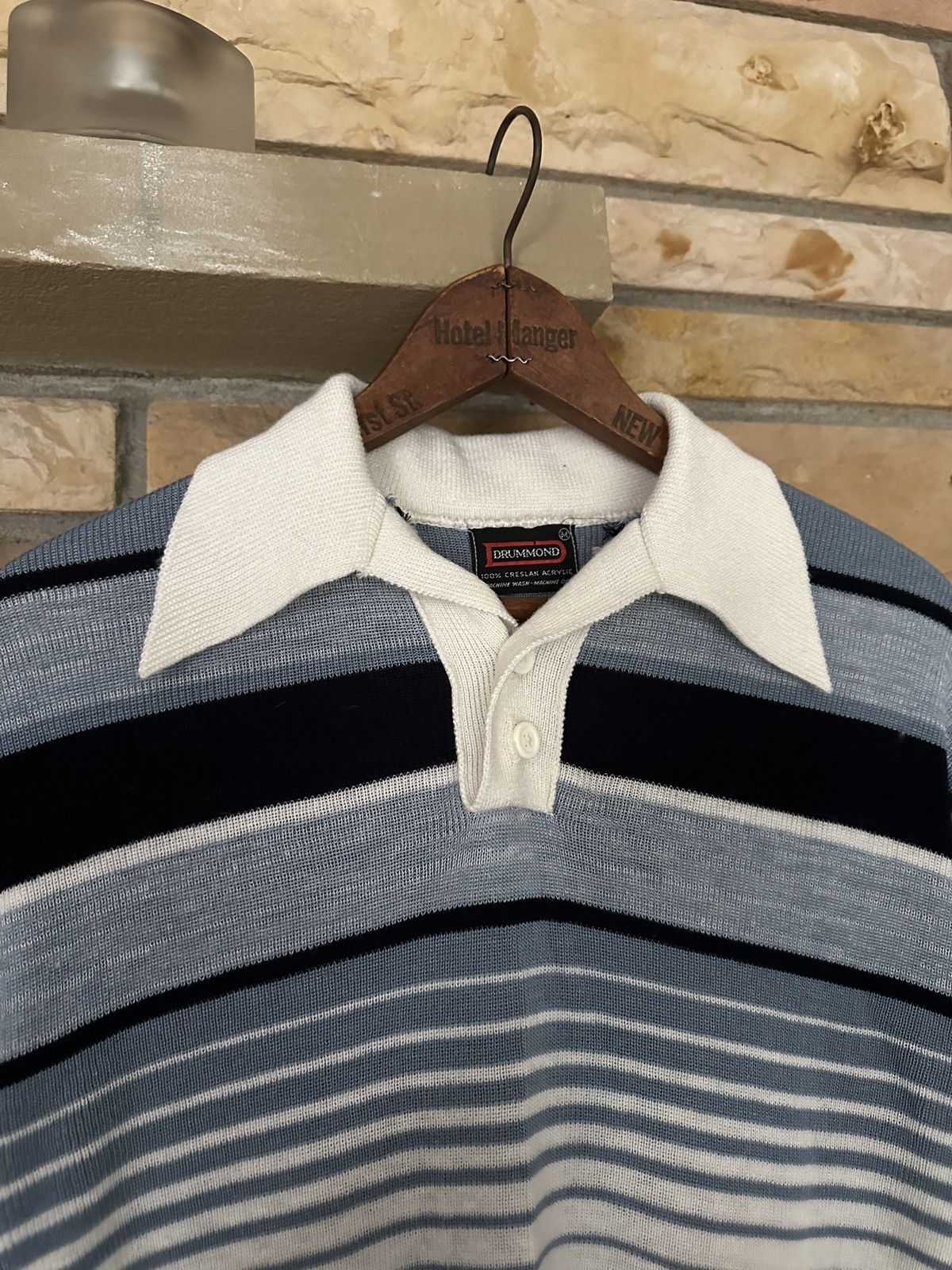 Japanese Brand Vintage 70s Drummond Striped Knit Polo Shirt Size US M / EU 48-50 / 2 - 4 Thumbnail