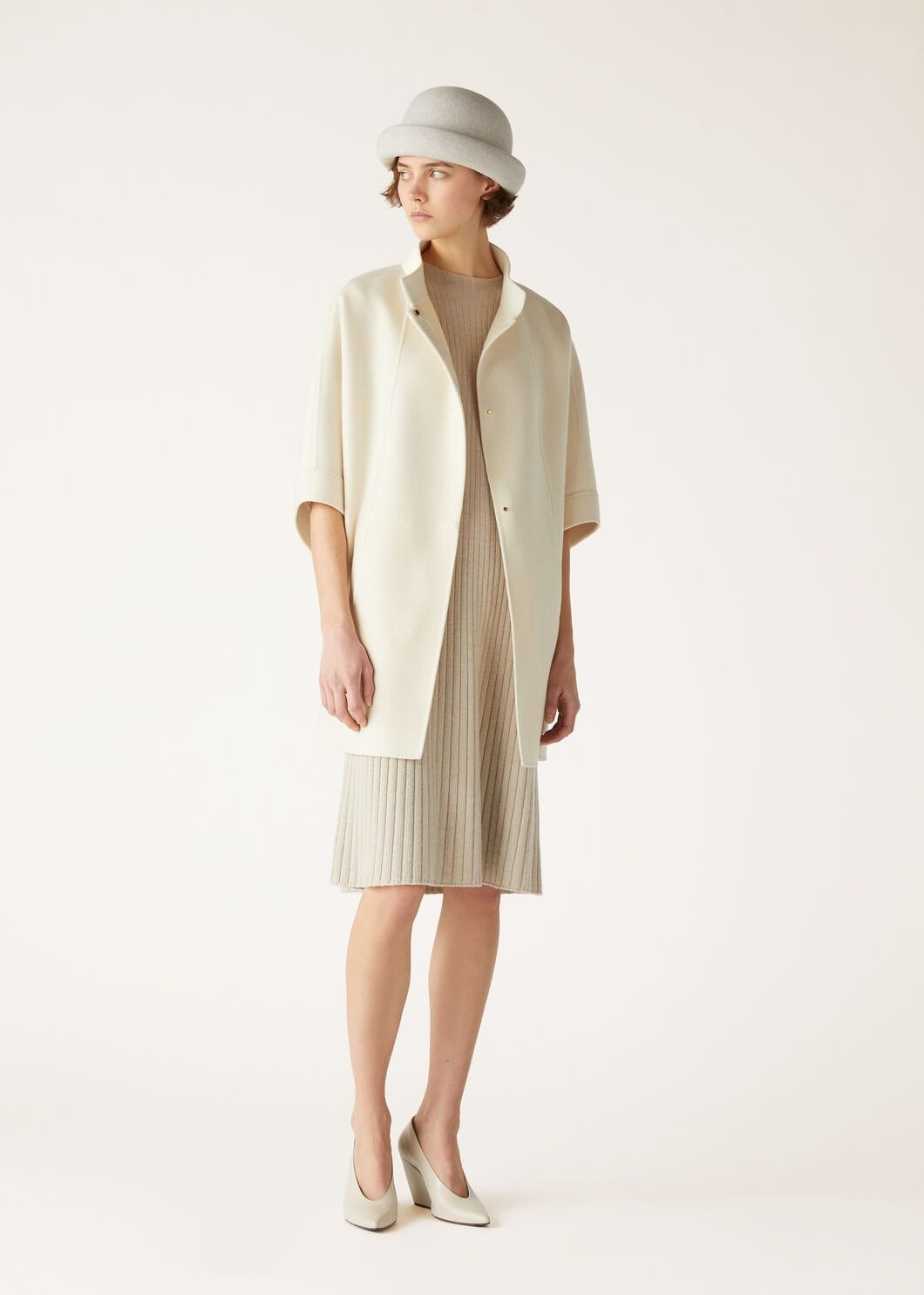 Loro Piana o1srvl11e0825 FAO5744 Cervatto Midi Dress in Light Beige Size M / US 6-8 / IT 42-44 - 4 Thumbnail