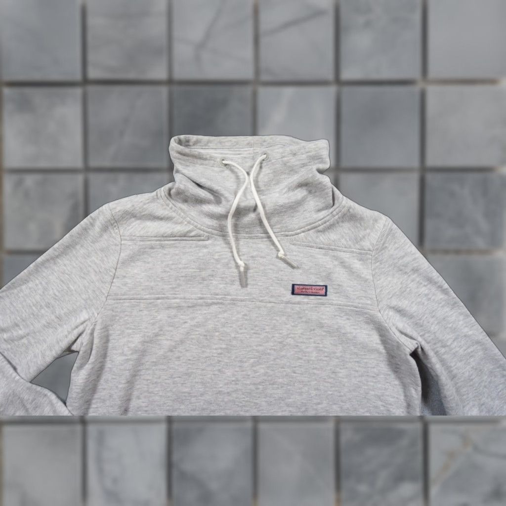 Vineyard Vines Vineyard Vines Sweater Womens Small Gray Funnel Neck Pullover Drawstring Ladies Size S / US 4 / IT 40 - 1 Thumbnail