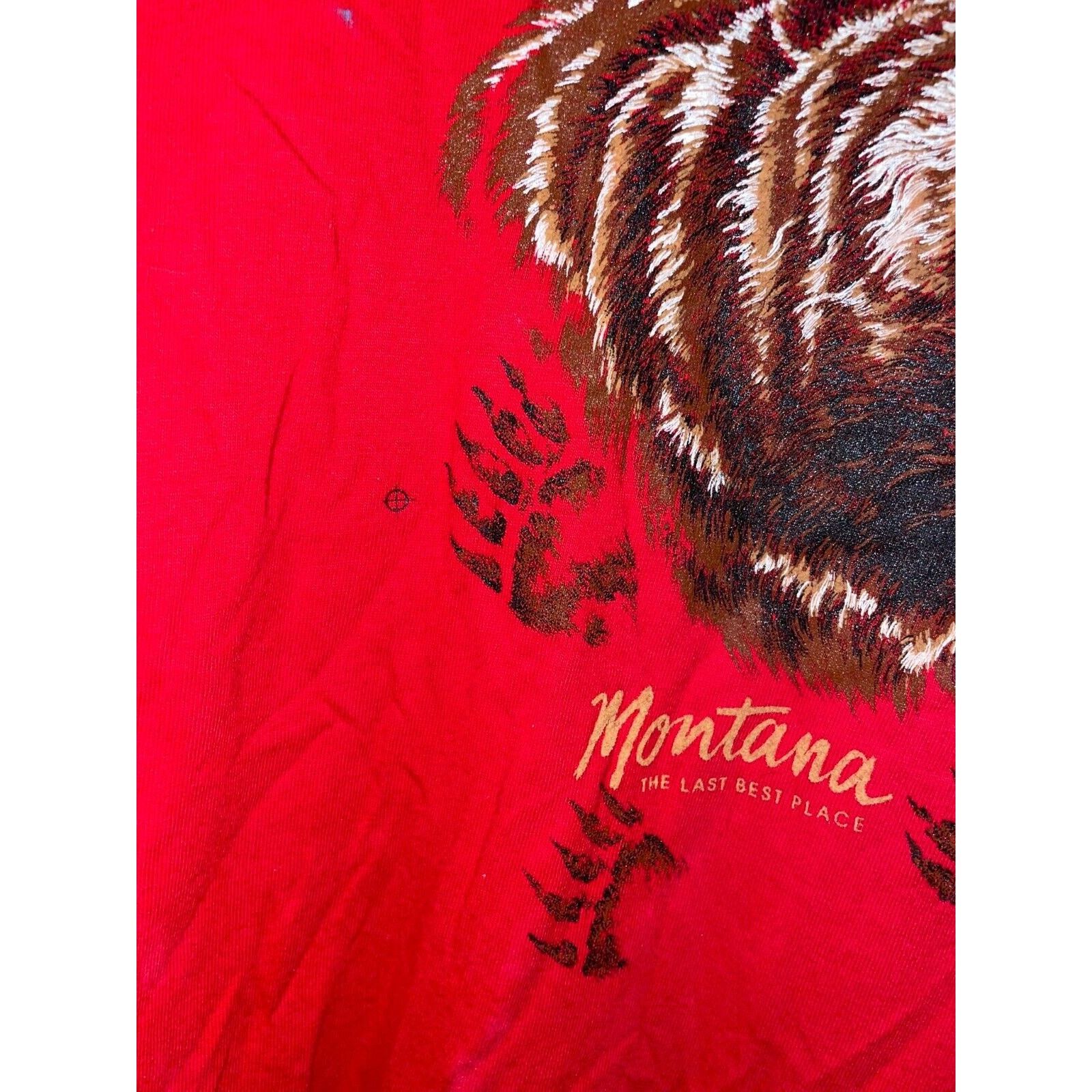 Jerzees Vintage Montana Bear Shirt The Last Best Place Tee Red 90s L Size US L / EU 52-54 / 3 - 5 Thumbnail