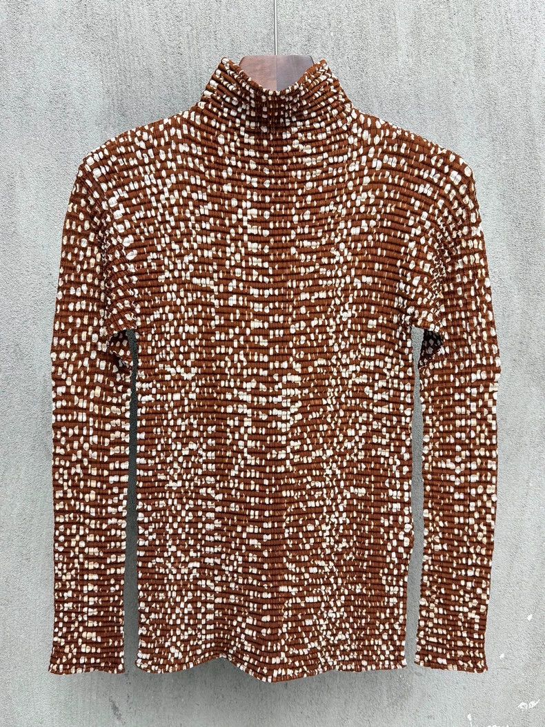 Issey Miyake Issey Miyake Brown Polka Dot Pleated Top - dmc Size US M / EU 48-50 / 2 - 1 Thumbnail